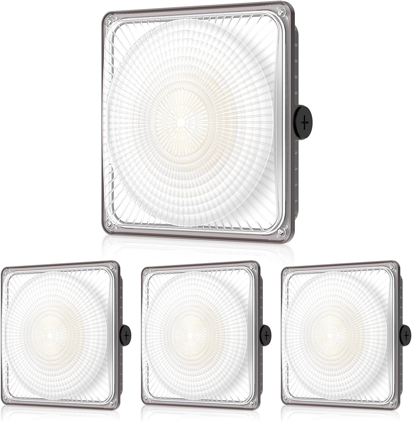 60W LED Canopy Lights 4Pack, Selectable Wattage 60/45/30W 3CCT 3000/4000/5000K, IP65 ETL Listed Commercial Canopy Lights for Gas Station Warehouse Garage Shop