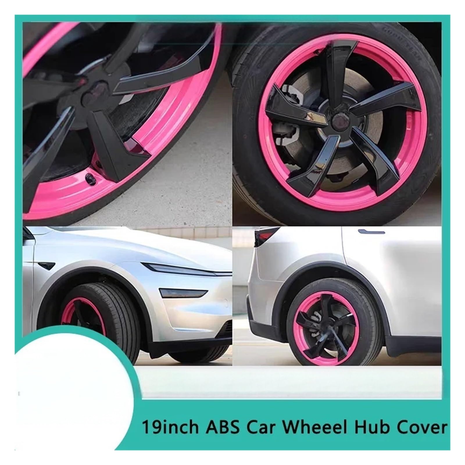 embellecedor de Ruedas para Tesla para Model Y Juniper 2025 HubCap Tapas Rueda 19 Pulgadas Tapa Cubo Coche Cubierta llanta Completa (4 uds) tapacubos(Matte Black)