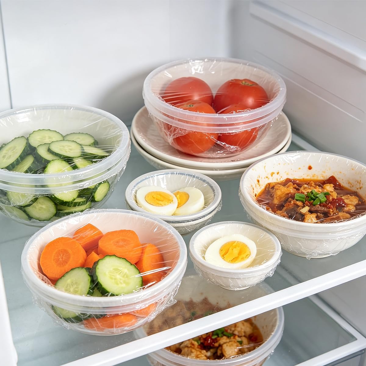 200 PCS (13.77 IN) Plastic Elastic Bowl Covers Reusable