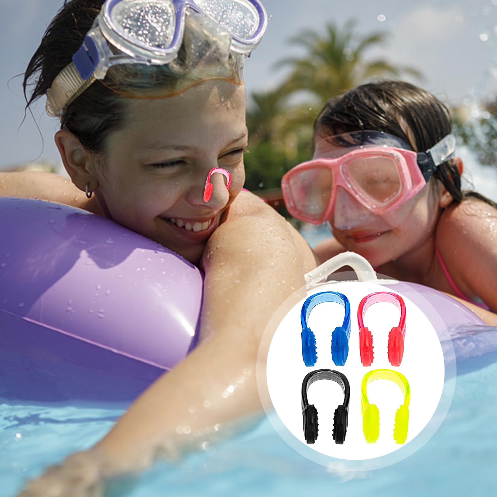 Lot De 4 Pince-nez De Natation GEMMAHW – Silicone, Ergonomique, Enfants Et Adultes, Avec Housses