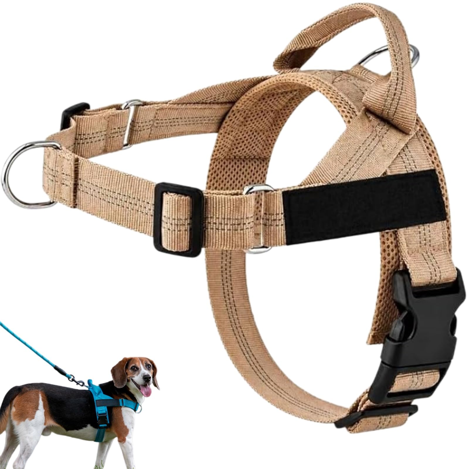 ParoPet No Pull Dog Harness, Adjustable Soft Breathable Mesh Dog Vest Harness with Sturdy Alloy Attachment Ring, Ideal for Dog Walking, Daily Strolls & Outdoor Trips (Beige,L)