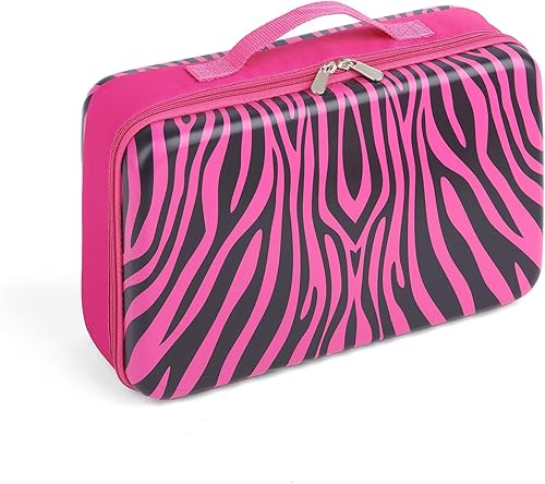 Badger Basket Estuche rígido de almacenamiento para muñecas de moda de 12 pulgadas, con capacidad para 6 muñecas y accesorios, estampado animal