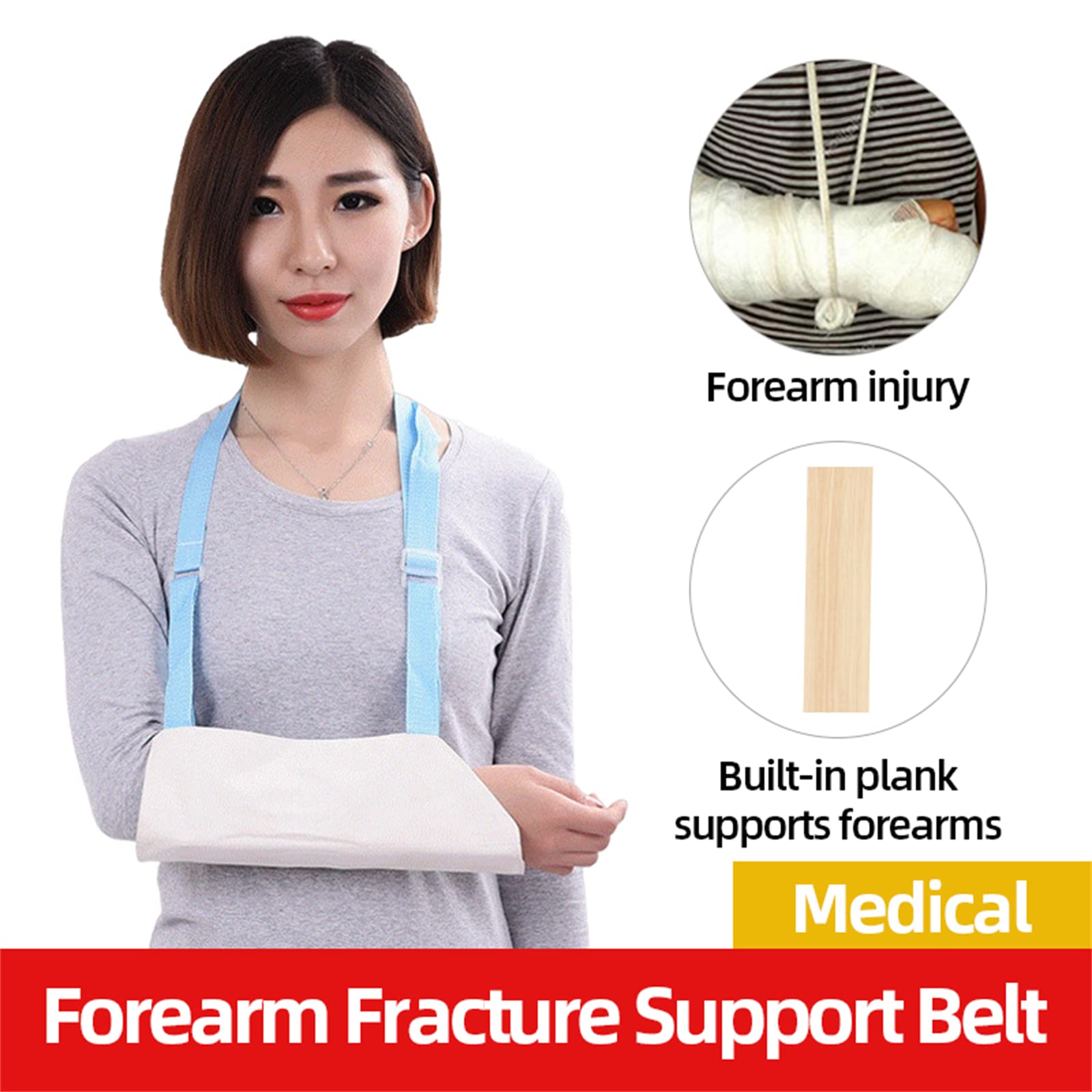 Cabestrillo de brazo, inmovilizador de brazo, cabestrillo de antebrazo transpirable, tablero de esponja extraíble para fractura médica rota o subluxación médica para adultos, dislocación, es