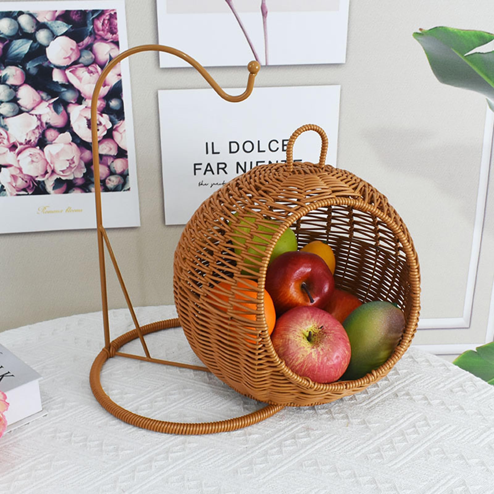 BURLOE Brown, Hand Woven Fruit And Vegetable Hanging Basket - Image 4