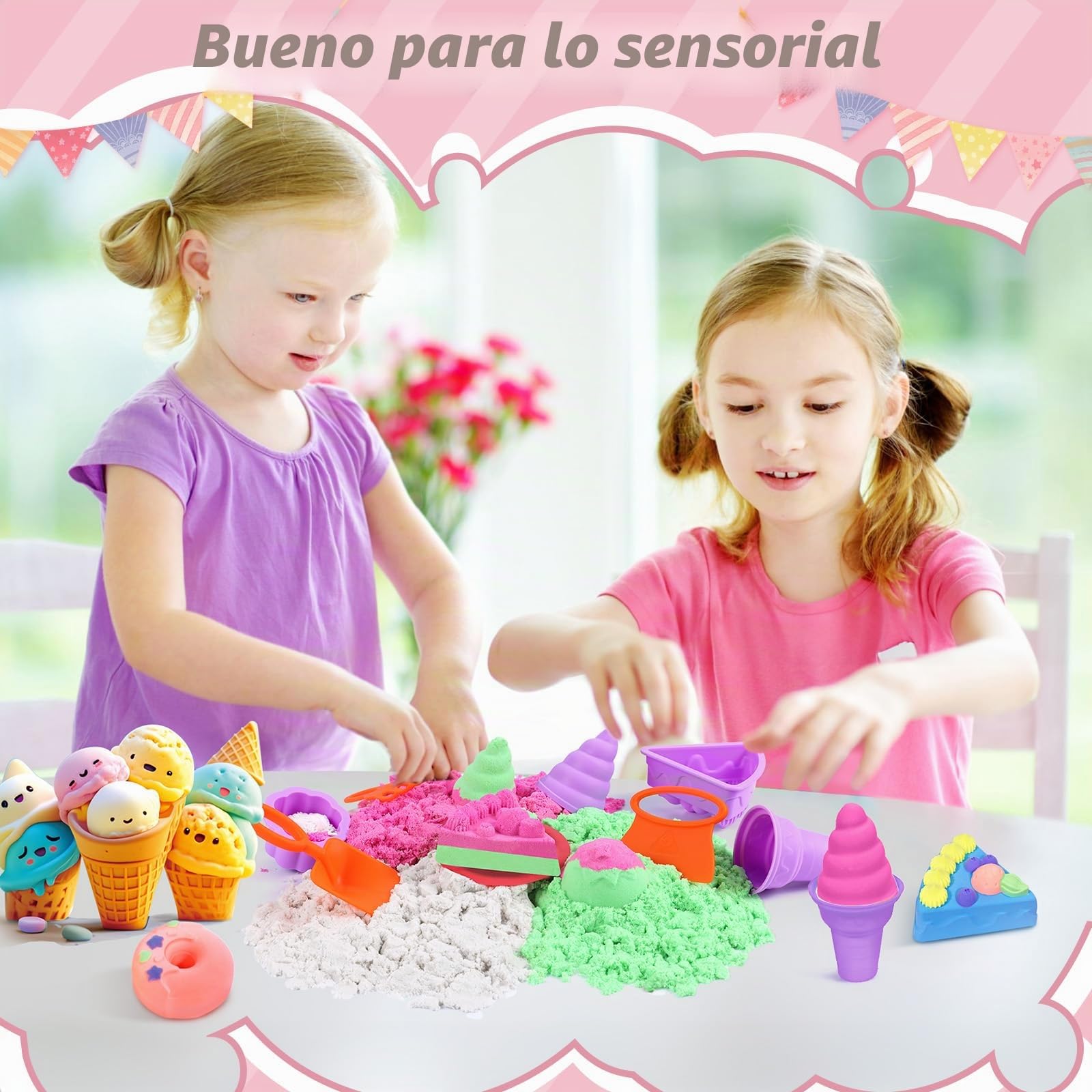 Magica Playa Arena para Niños 3 4 5 6 7 8 años Niños Niñas Juegos Arena Mágica Maleta - Tricolor