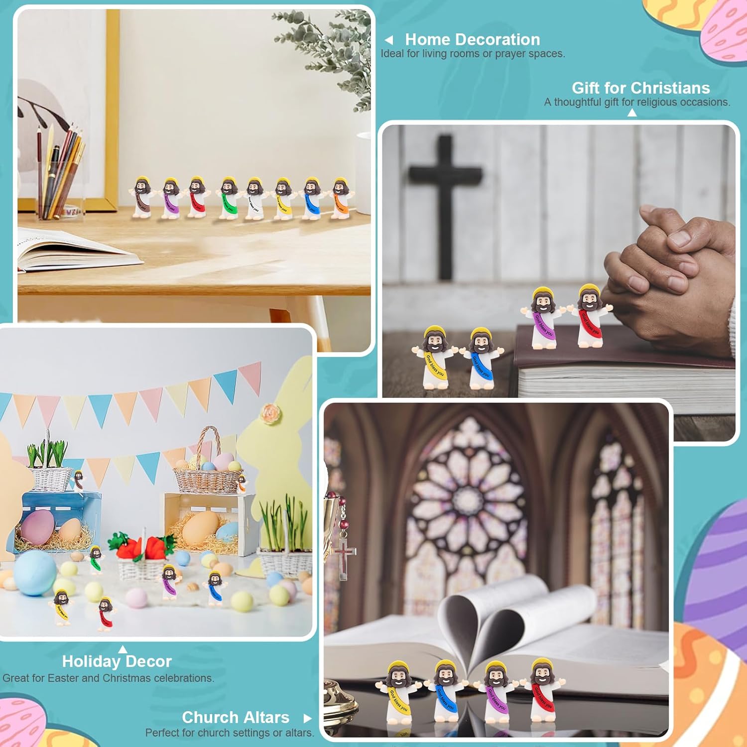 Mini Jesus Figures 50pcs Little Tiny Jesus Figurines in Bulk Classic Religious Christ Savior Jesus Decor for Baptism Sunday Easter Egg Stuffers - Image 6