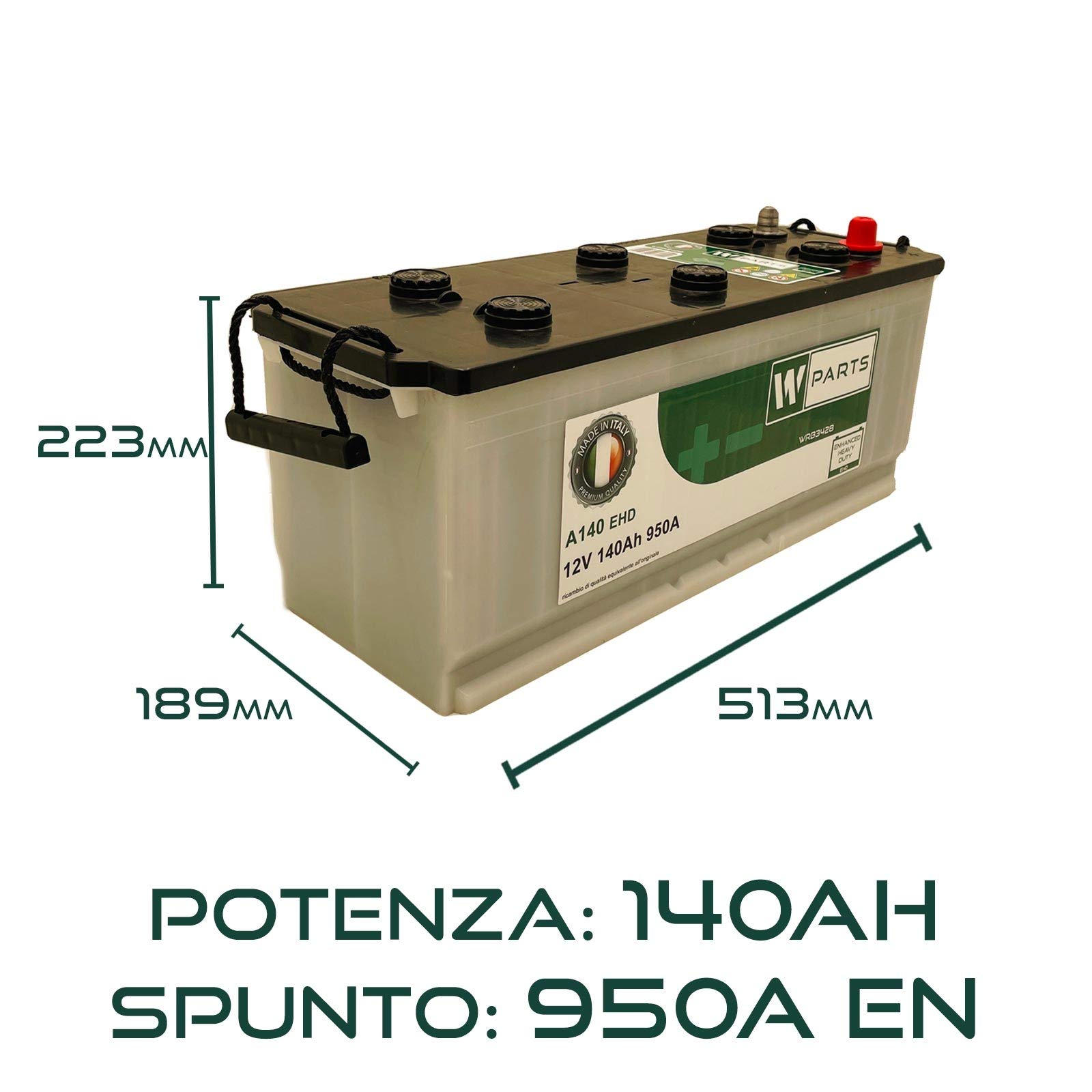 BATTERIA INDUSTRIALE CAMION AUTOCARRO 140Ah - 950A - Heavy Duty | 140 Ah |