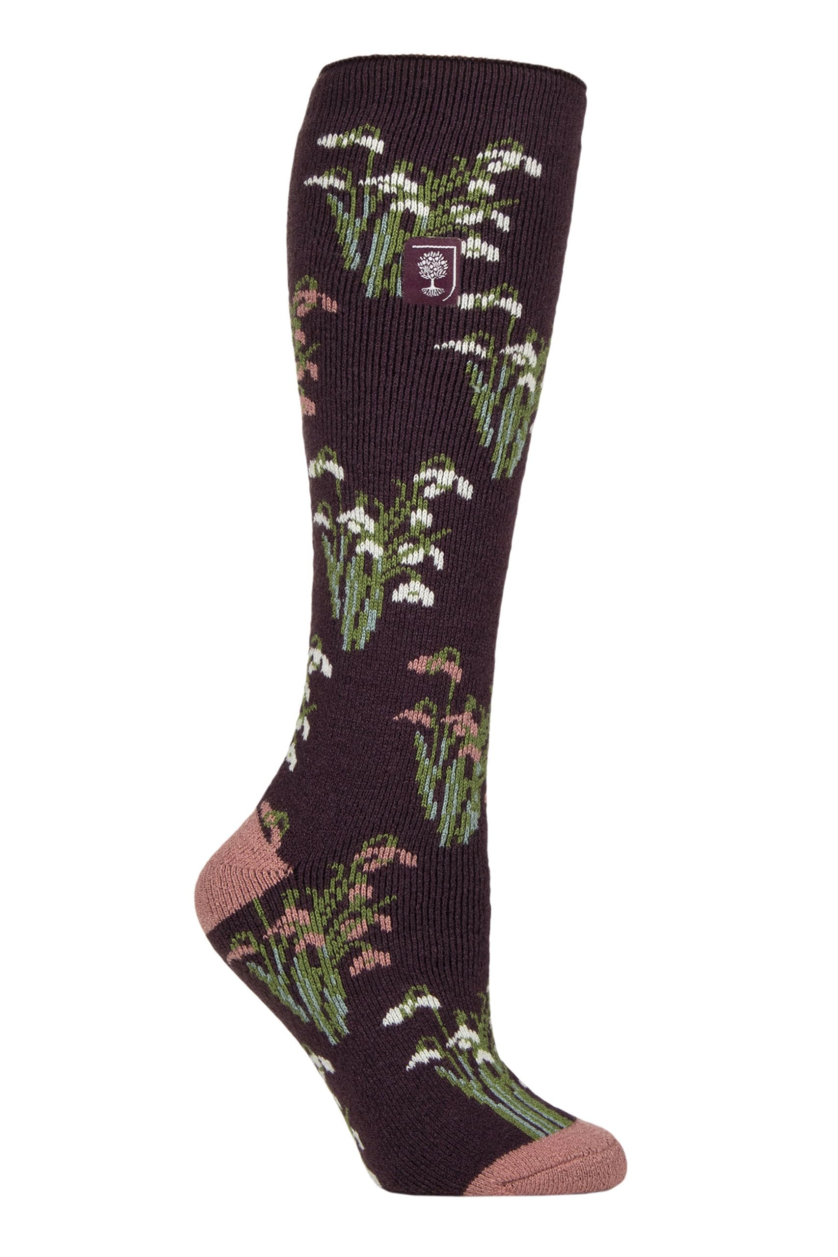 Heat Holders Women's Snowdrops Mulberry Rhs The Royal Horticultural Society Thermal Socks X Rhs 1.6 Tog, Warm, Wellington Boot Socks, Fruit, Floral & Botanical Patterned, Gift, 1 Pair Size 4-8 4-8