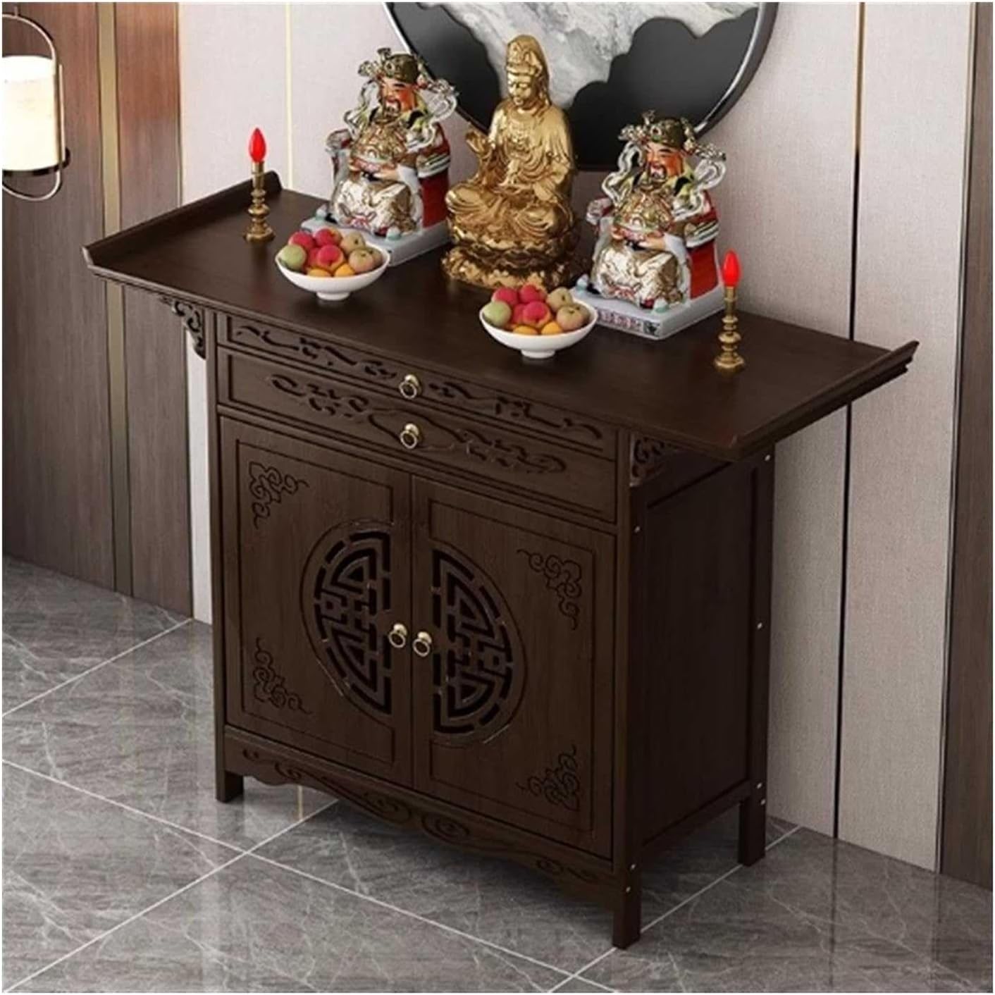 Altar Table with Storage, Personal Shrine Altar Table for Meditation,Altar Cabinet, Chinese Cabinet Pedestal Offering Table for Home Incense(120cm)