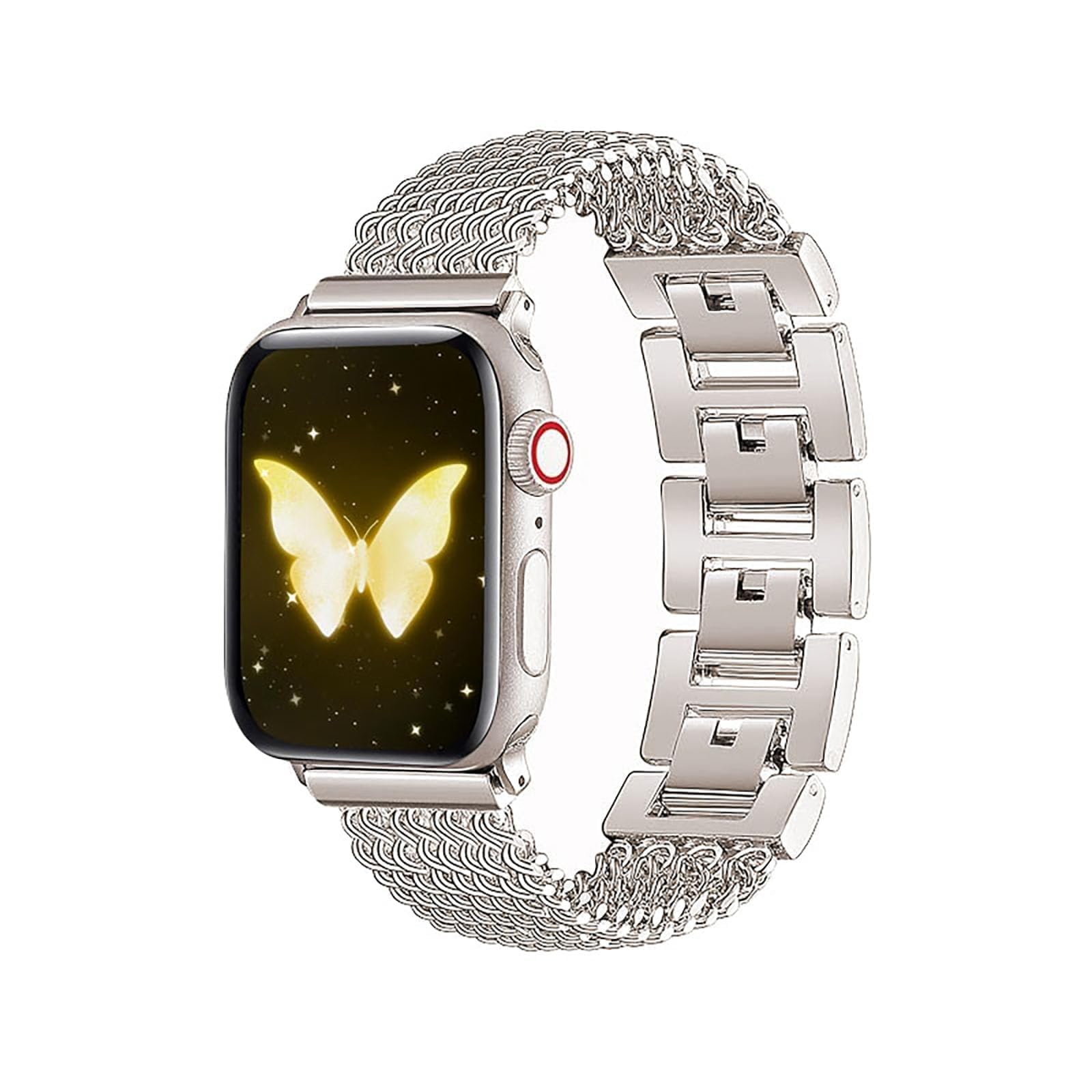 Woyinger Starlight Metal Bracelet band for Apple Watch, Compatible with sizes 38mm, 40mm, and 41mm, it's a stylish replacement for Iwatch SE Series 9/8/7/6/5/4/3/2/1. Upgrade your style now!