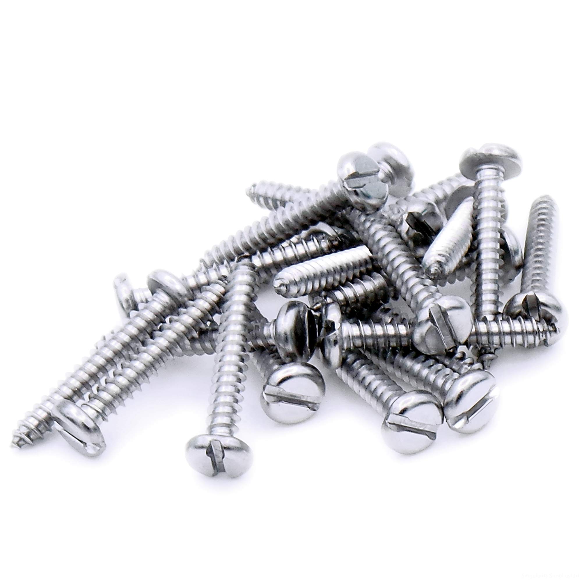 Singularity Supplies Silver No.10 X 0.5 (4.8Mm X 13Mm) Slot Pan Self-Tapping Screw - Stainless Steel (A2) (Pack Of 20)