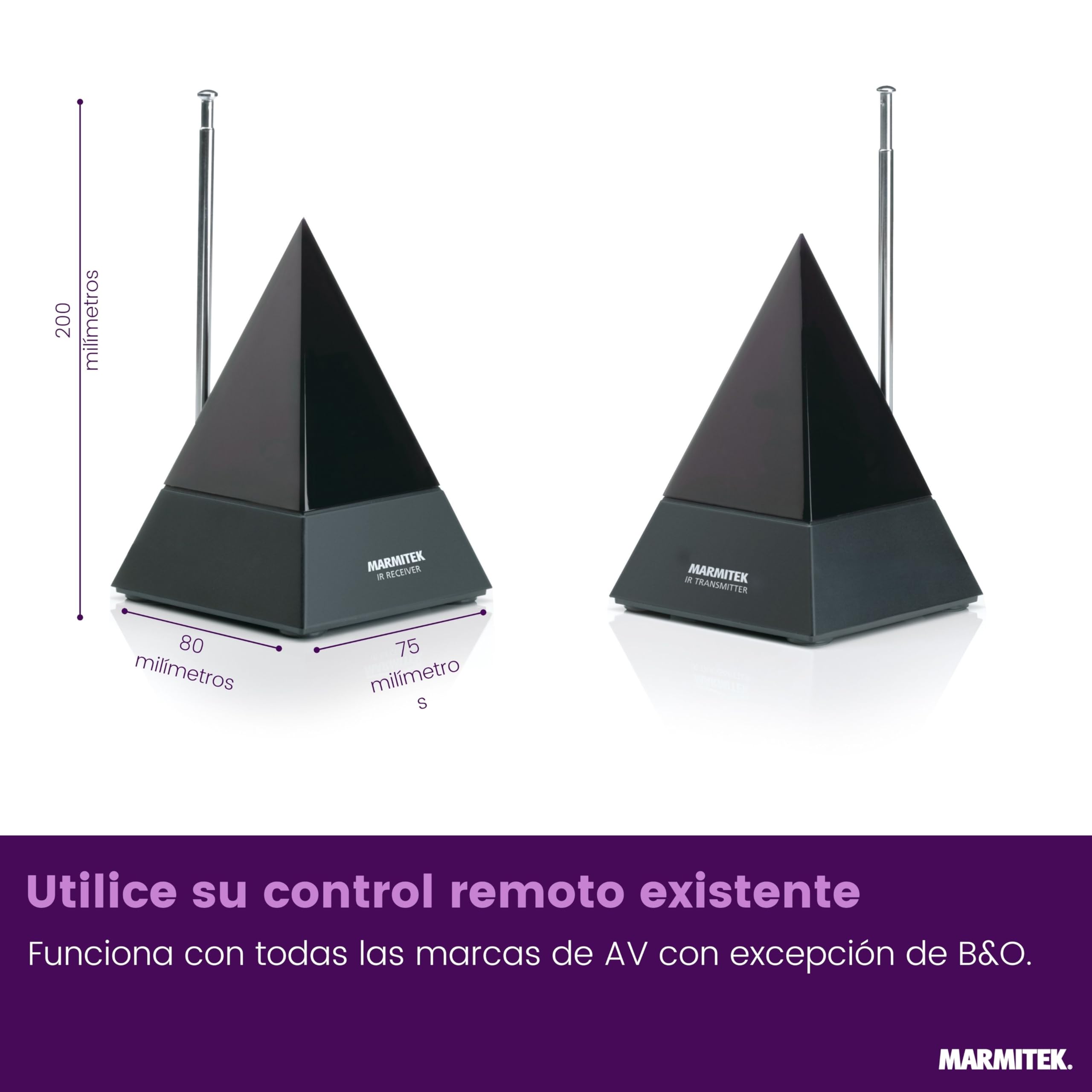 Marmitek Powermid XL - Extensor infrarrojo inalámbrico a través de Paredes | Repetidor IR para controlar equipos en otra habitación, RF hasta 25 m, Plug & Play para TV, decodificador, receptor y audio