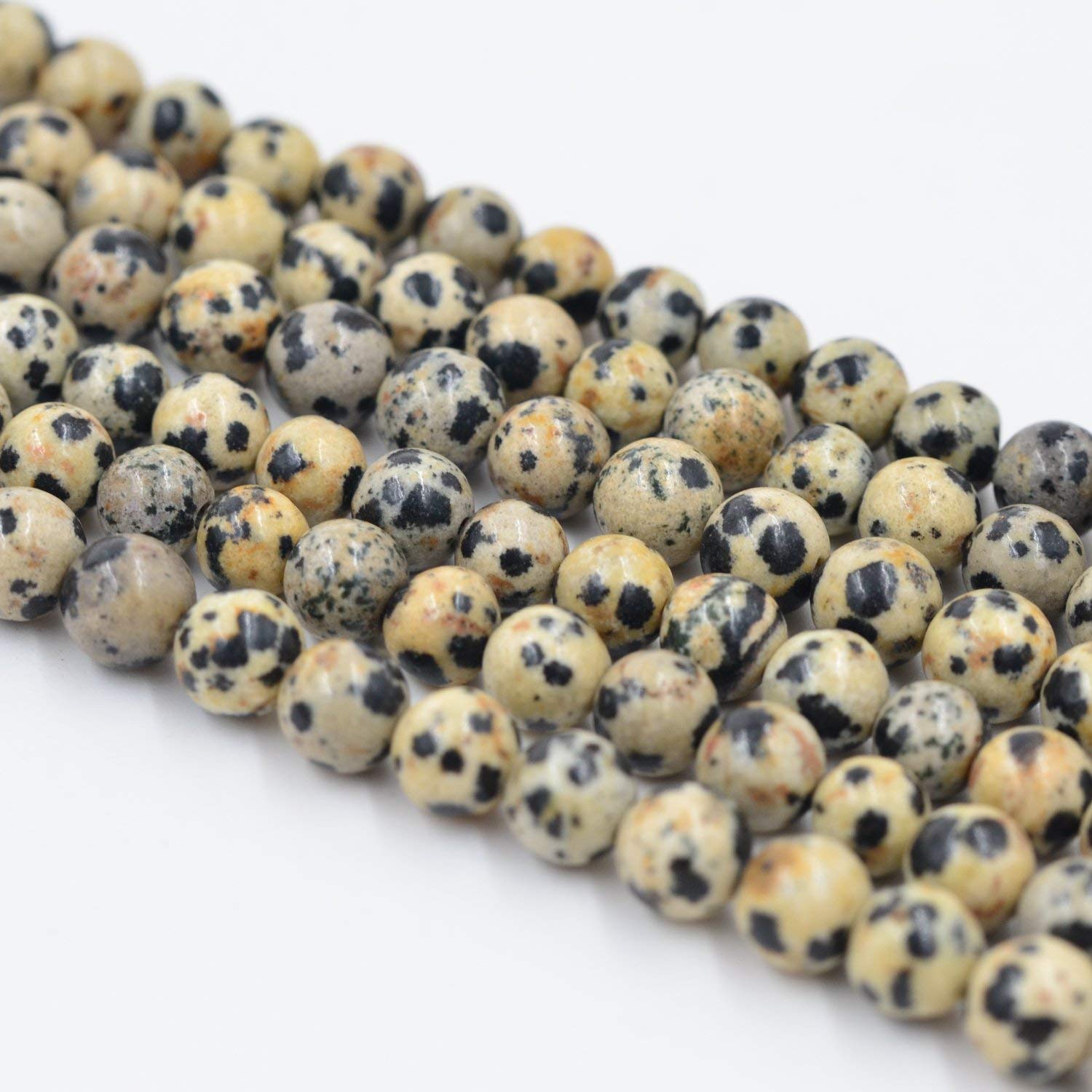 Asingeloo Dalmation Spot Jasper Natural Stone Gemstone Loose Round Beads 15.7 Inch 8mm Crystal Energy Stone Healing Power for Jewelry Making โ image 1