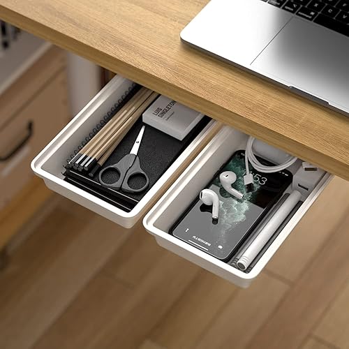 SVNNELP 2Pack Under Table Desk Drawer Storage Organizer Slide Out,