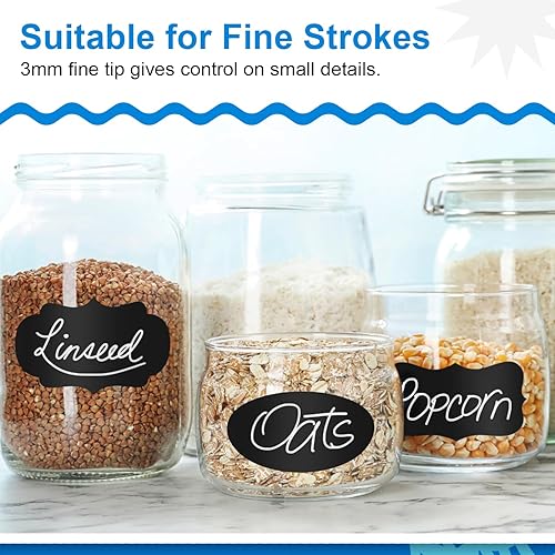 Miniatura 6 de Marcadores de tiza blanca de punta fina (paquete de 5, punta reversible de 0.118 pulgadas) para pizarra, pizarra, ventanas de automóvil, vidrio,