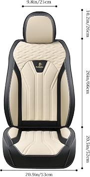 FLORICH Seat Covers for Cars, Waterproof Seat Covers, Leather Car Seat Covers 2 Pack, Universal Seat Cushion Protector for Most Cars Trucks SUV-Black&Beige