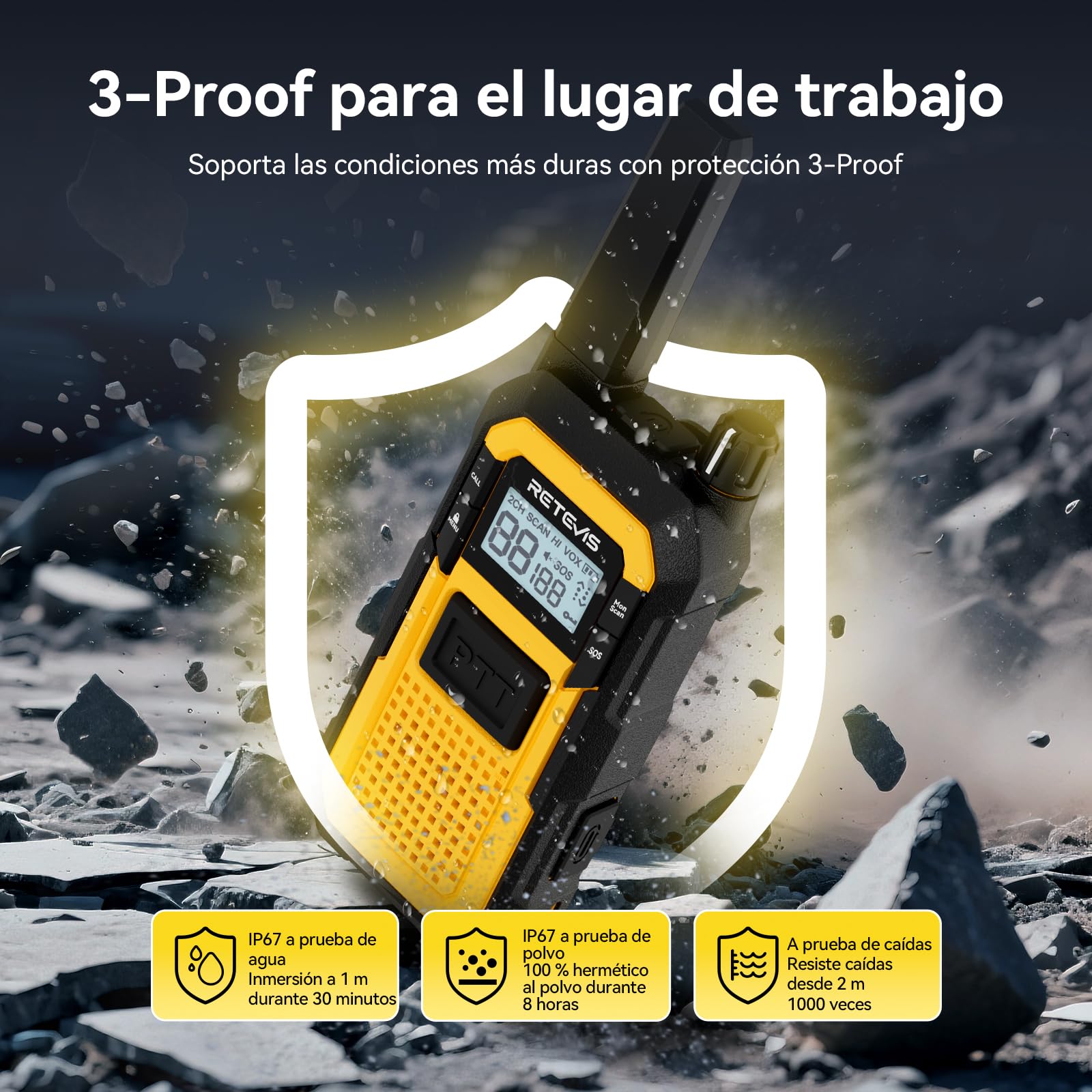 Retevis RB648 Walkie Talkie Largo Alcance Radio Bidireccional Impermeable