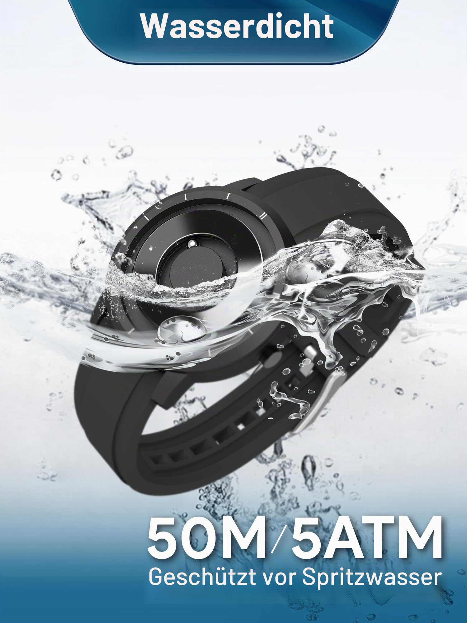 EUTOUR Magnet Uhr Herren Designer Uhren Schweiz Quarz 5ATM 40mm | Kein Glas, Keine Zeiger, Die Zeit wird durch zwei Magnetkugeln angezeigt: äußere Kugel für Minuten, innere für Stunden