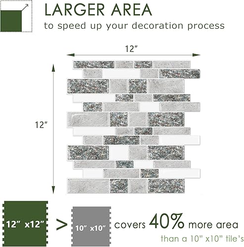 Vista 85 de STICKGOO - Azulejos autoadhesivos para loseta en muro, 12 x 12 pulgadas, azulejos autoadhesivos para loseta en muro de cocina y baño