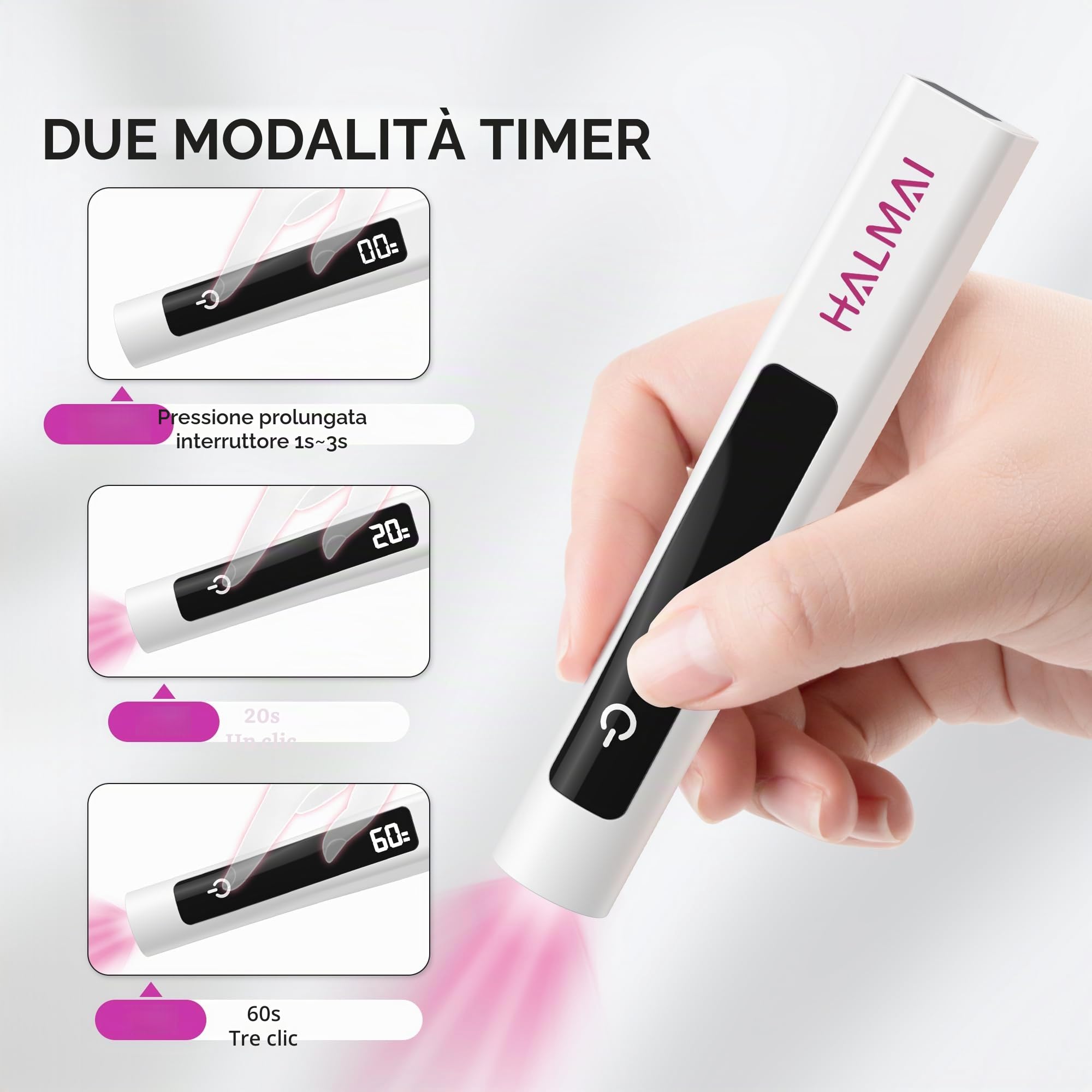 Halmai Lampada UV portatile per smalto gel, mini luce rossa portatile con LED, asciuga unghie USB ricaricabile senza fili, strumento per manicure a casa con cura delle unghie, stampaggio delle unghie