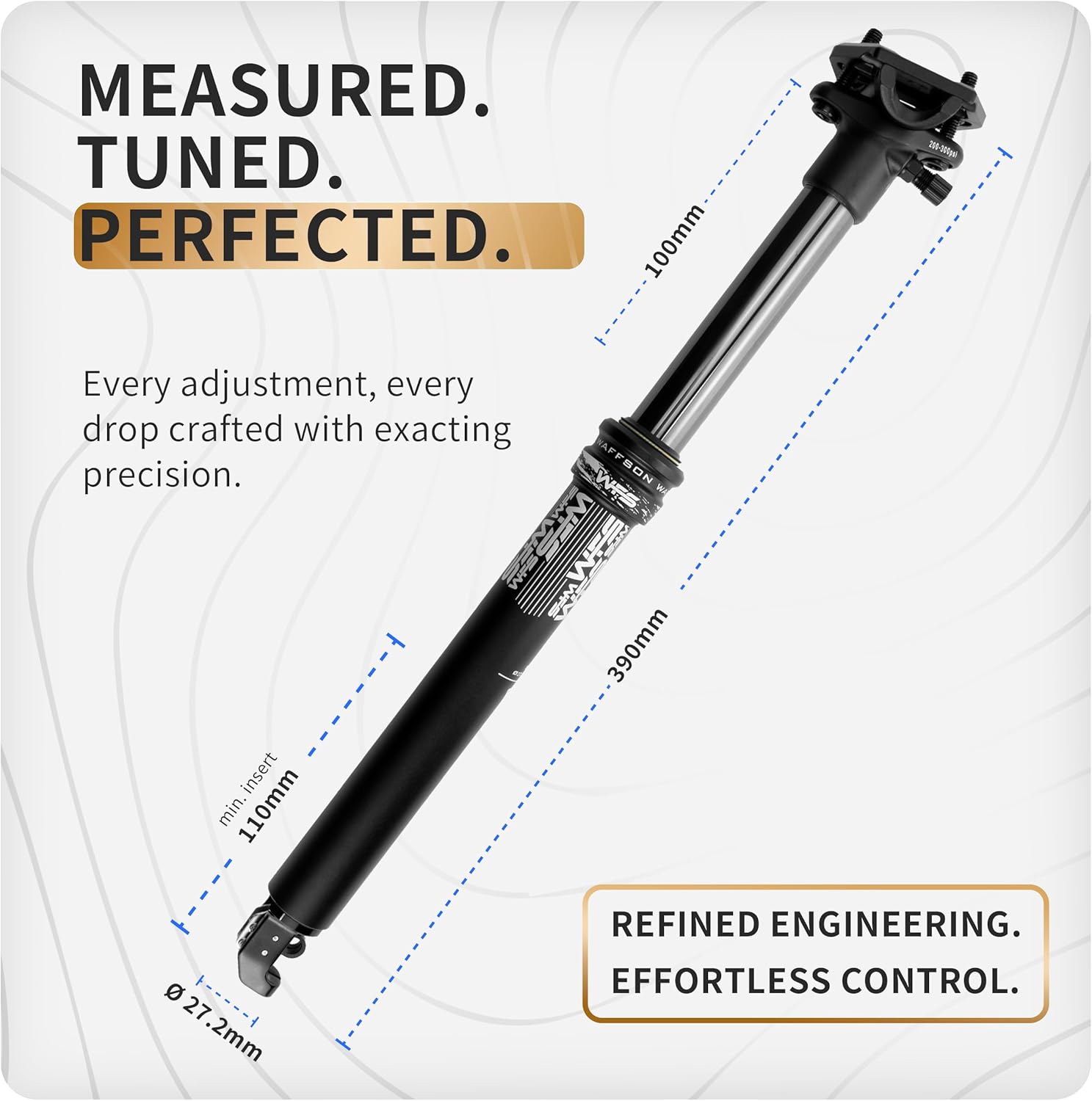 WFS Strata MTB Internal Dropper Post Kit with Air Adjustable Suspension- 27.2/30.9/31.6mm, Lightweight Aluminum Alloy Dropper Seatpost w/ Remote Lever and Cable for Mountain Bike, Road Bikes, Black