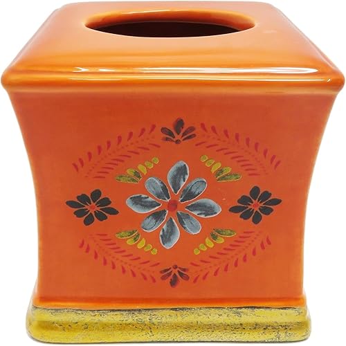 Paseo Road by HiEnd Accents - Bonita Talavera - Accesorios de baño occidentales, funda de servilleta de tejido de cerámica con estampado floral,