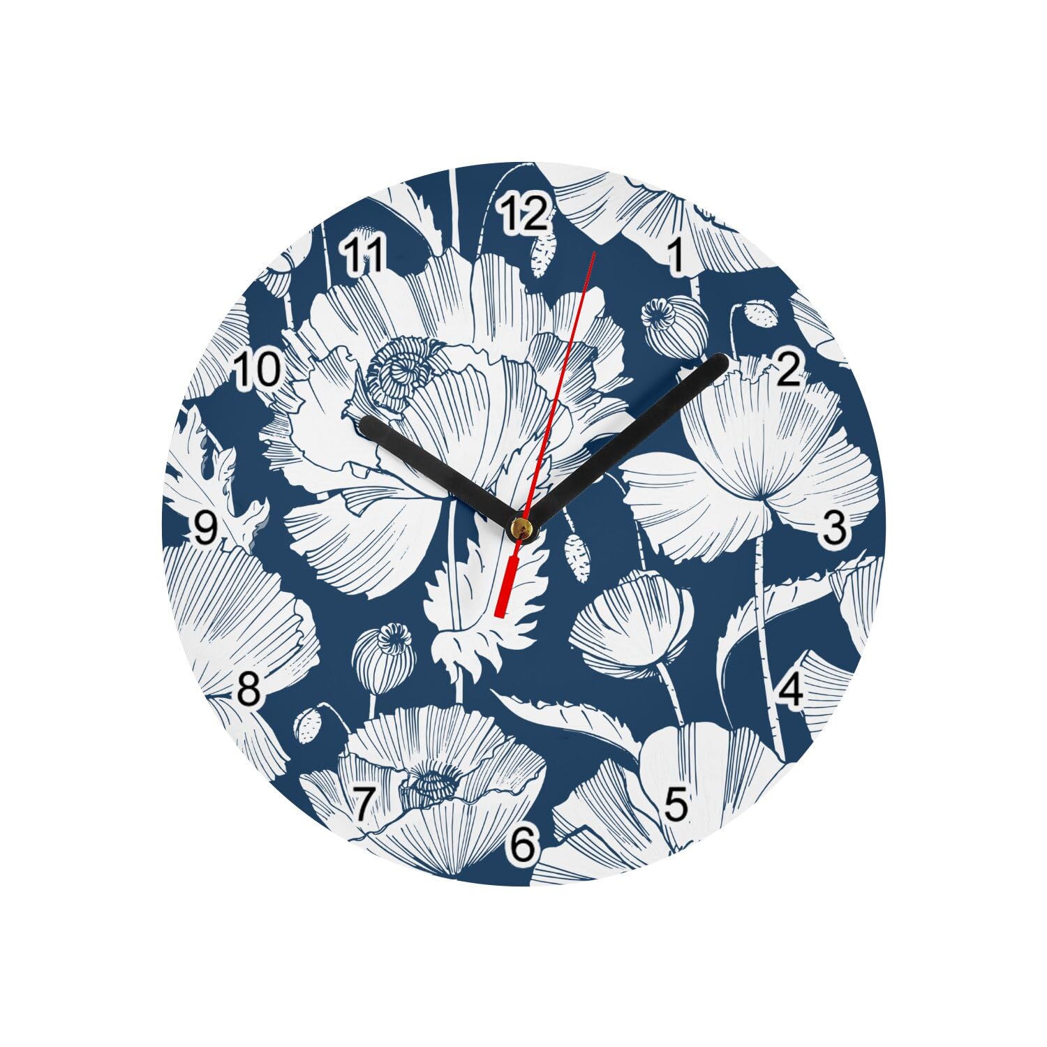 Horloge murale coquelicot bleu pastel pour créer un salon zen et nature