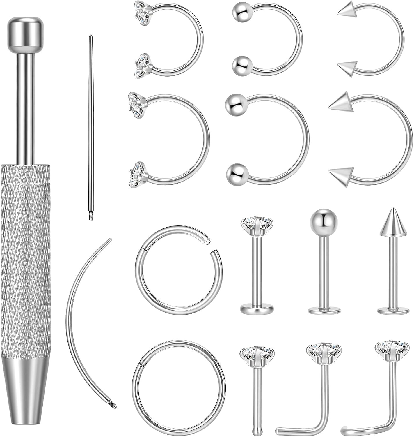 18G Surgical Steel Horseshoe Septum Nose Hoop Rings Lip Stud Body Piercing