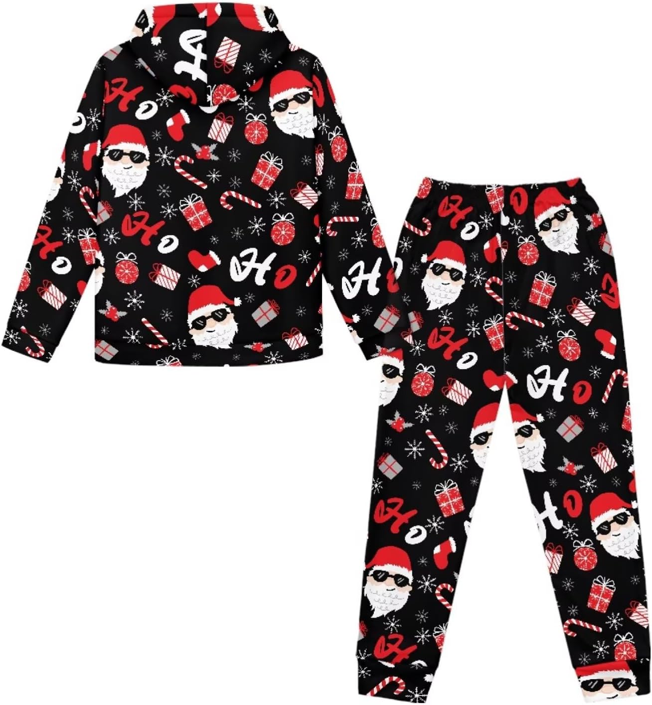 Christmas Girls 2 Piece Outfits Long Sleeve Sweatshirt and Jogger Pants Unisex Kids Sweatsuit Tracksuit Size 5-12