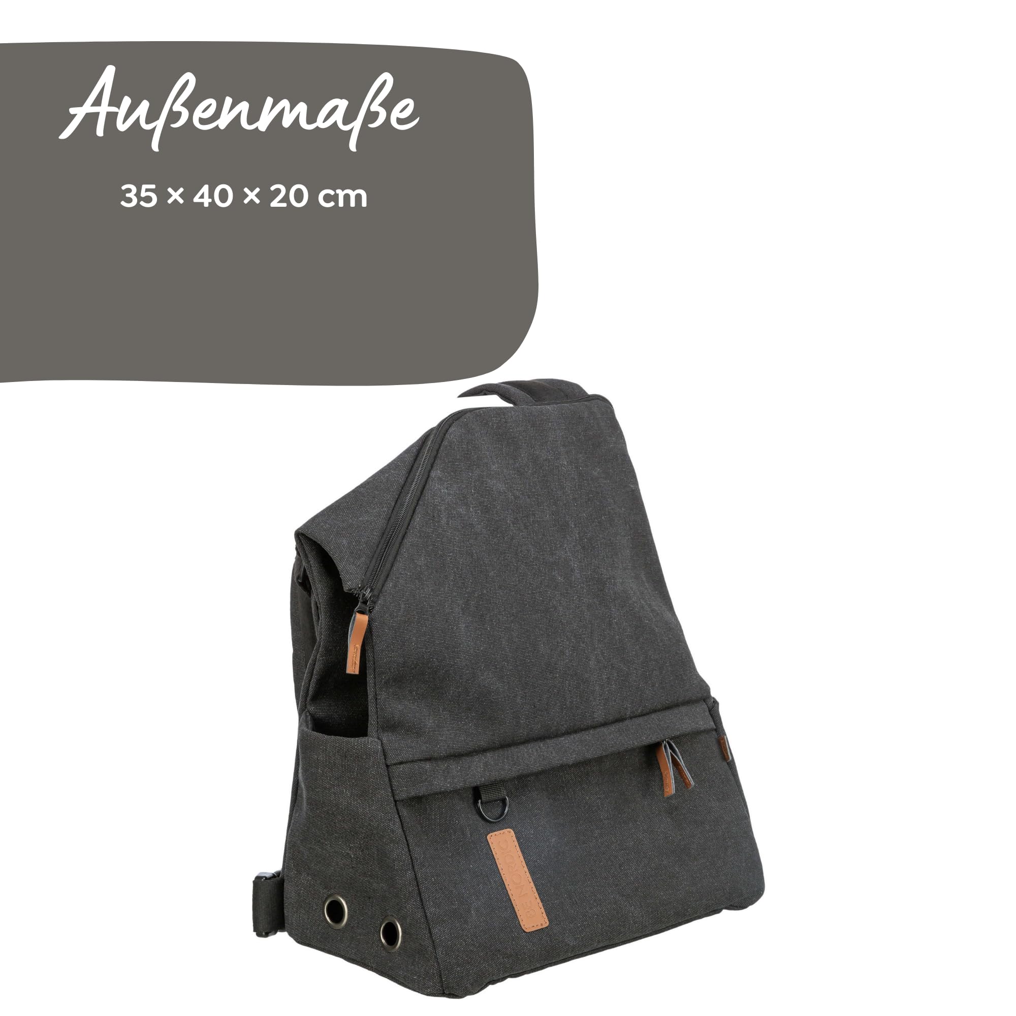 TRIXIE BE Nordic Rucksack Bjorn - schwarz 35 × 40 × 20 cm