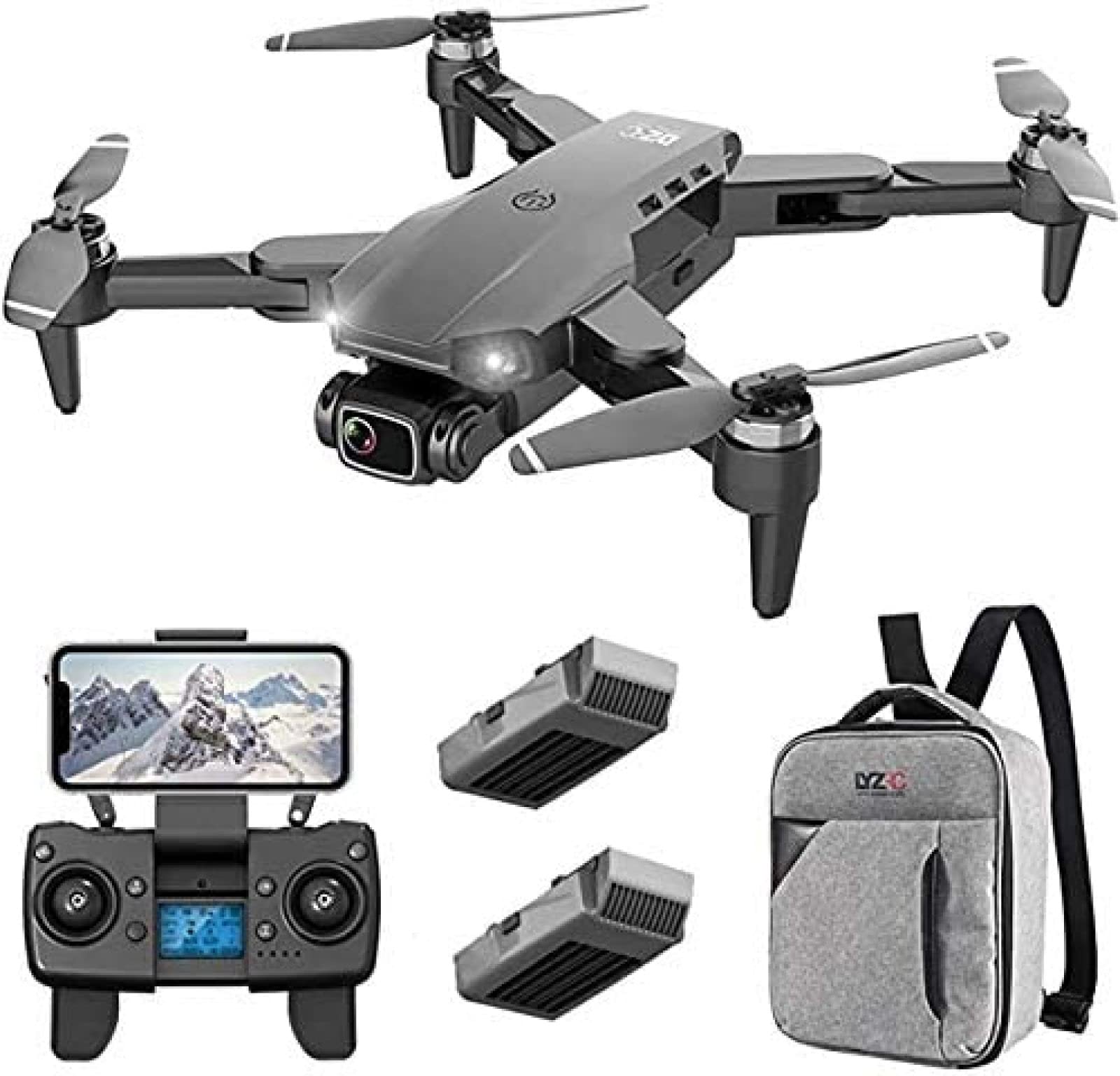 Dron GPS z podwójnym aparatem 4K UHD dla dorosłych, zoom 50x, odległość RC 1200M, składany quadcopter RC FPV z 2 akumulatorami, automatyczny powrót do domu, podążanie za mną, czarny