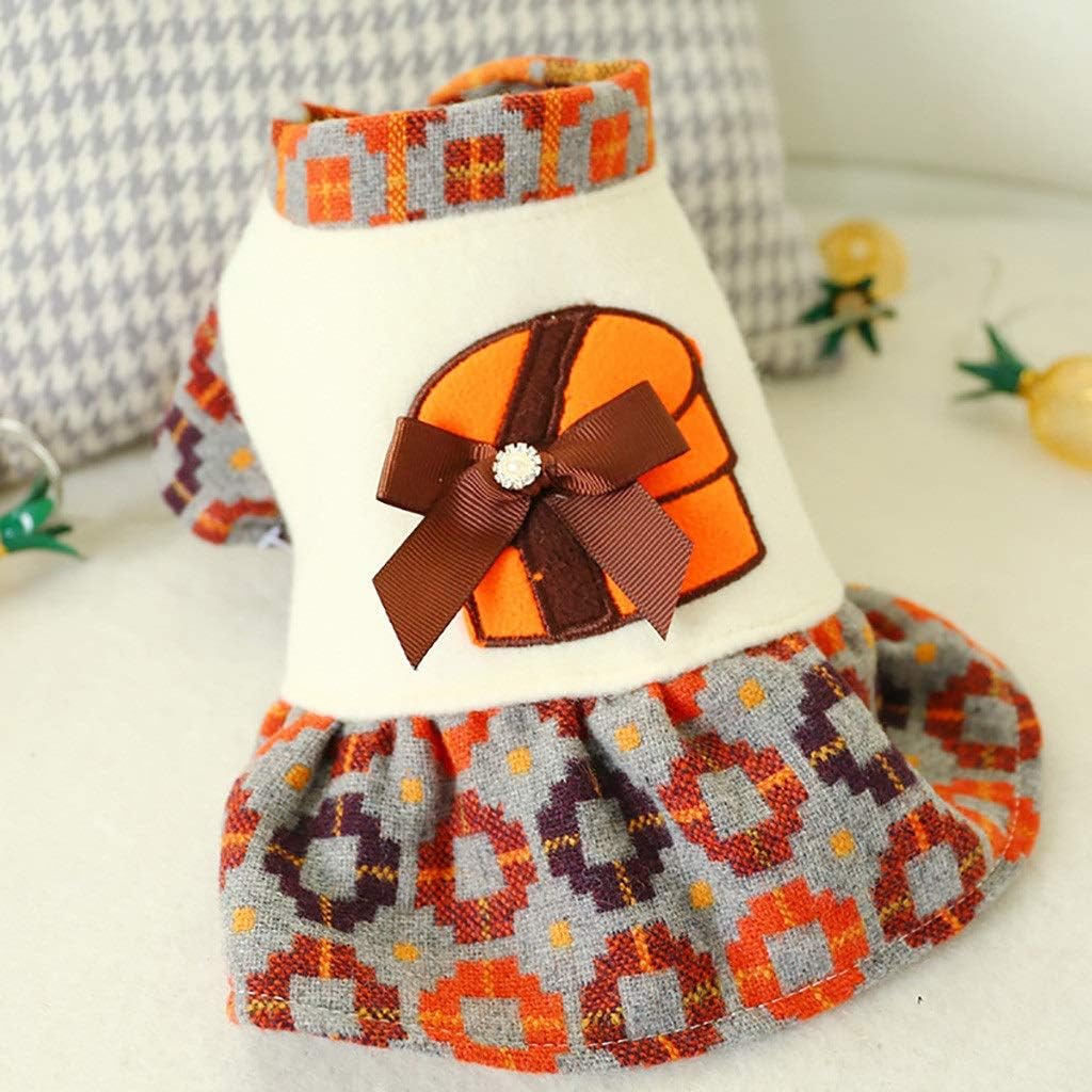 Dress Bow Fashion Print Skirt Autumn and Winter Comfort Cats Dog Dresses Clothing Pet Dress Dog (Size : X-Large) (Large)