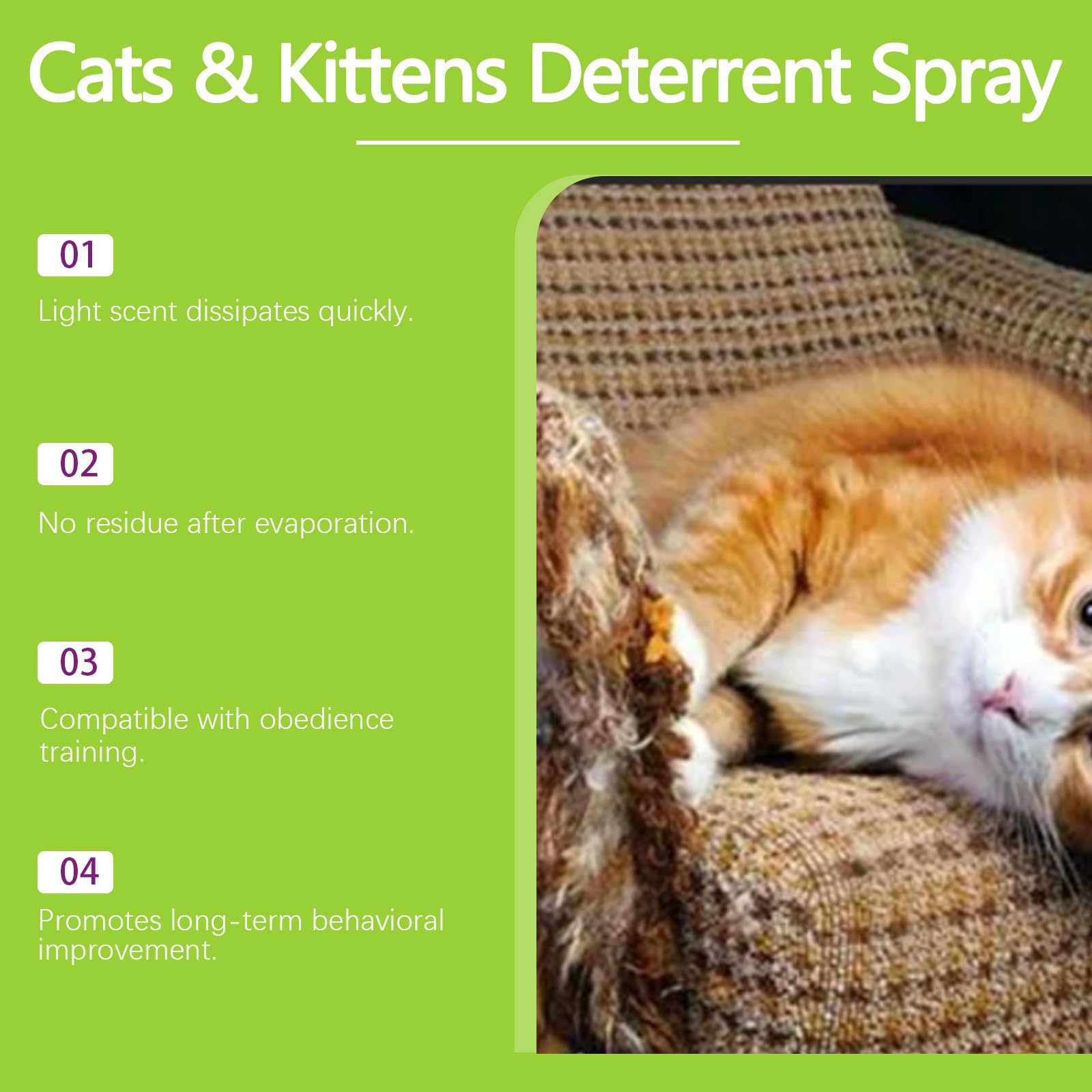 Spray Antiarañazos Gatos,Disuasión Arañazos Repelente Gatos,Protege Muebles,para Uso Indoor Y Outdoor,100ML