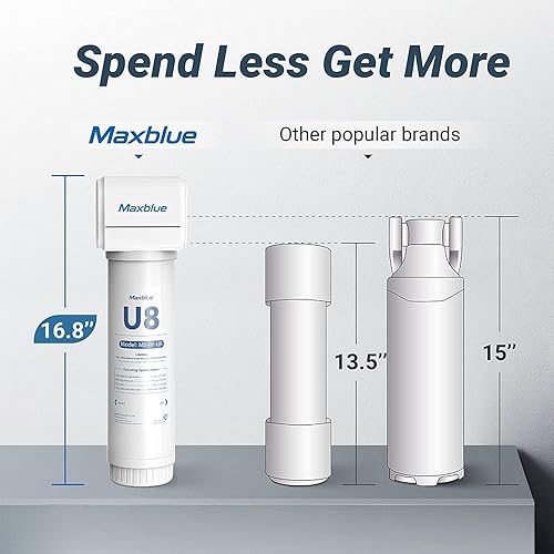 Miniatura 8 de Outlet Maxblue U8-ST - Filtro de agua para debajo del fregadero, 2 años de alta capacidad, reduce el plomo, cloro, metales pesados, mal sabor y
