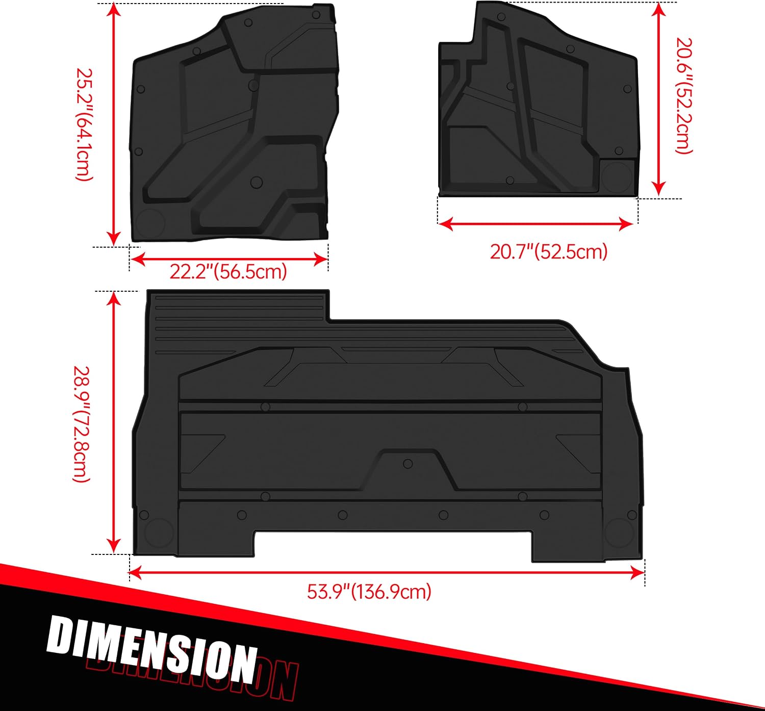TPE Anti-Slip Floor Mats Compatible with 2024+ Polaris Xpedition XP 5/ ADV 5 Accessories Row Floor Liners All Weather Protection Rubber Slush Mats for Xpedition XP5/ ADV5 (3PCS)
