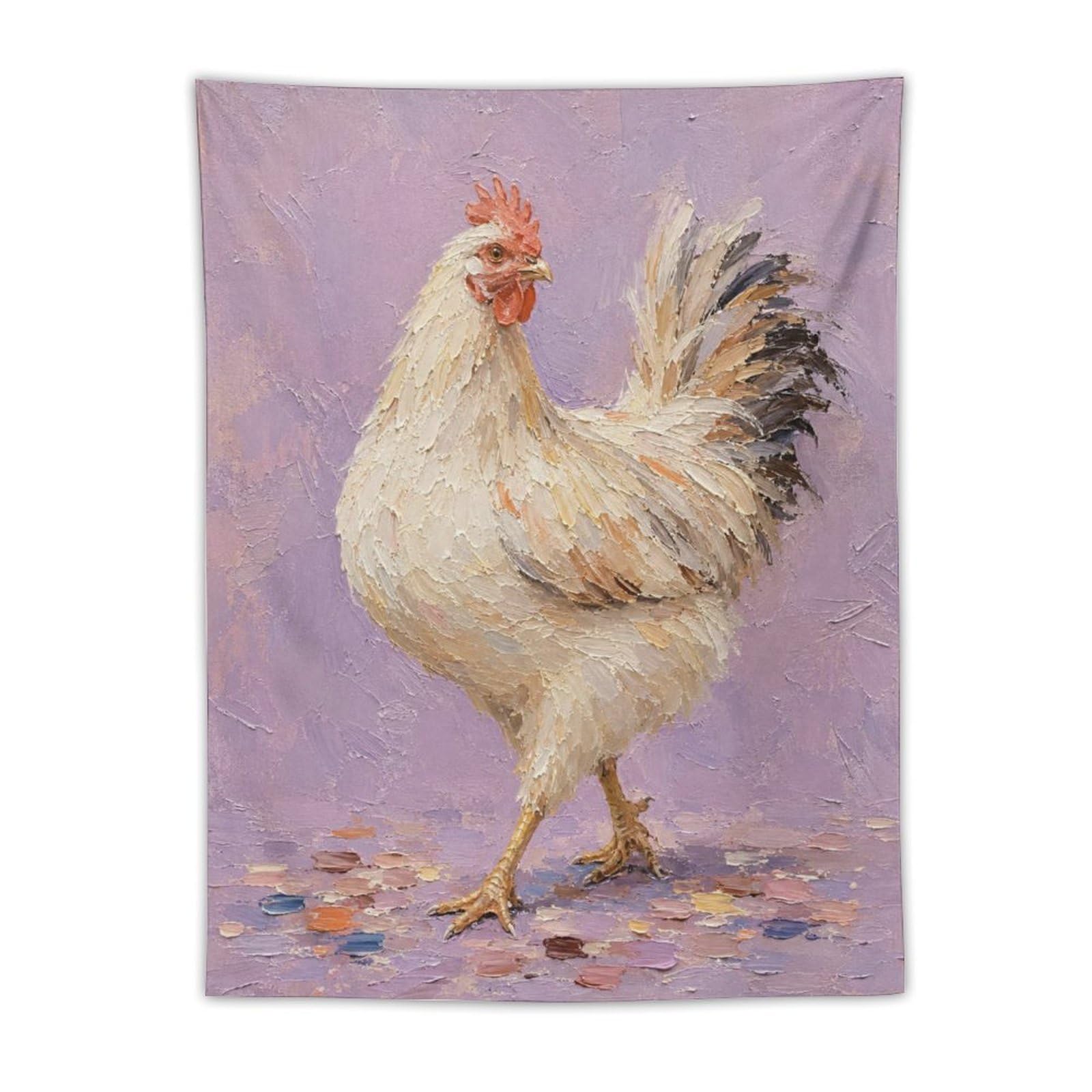 H3B8U2Y5 White Rooster Purple Pastel Wall Tapestry, Ceiling Hanging