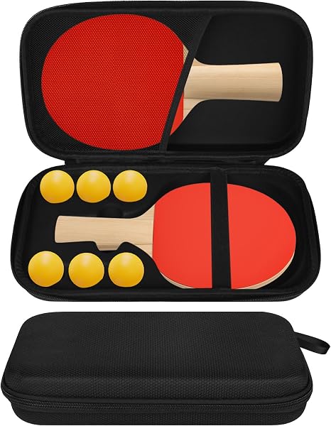 YYTECH Housse Raquette Ping Pong, Pochette Raquette Ping Pong avec Rangement Balles Étui pour Raquette Ping Pong de Tennis de Table Convient pour 1 Pagaies et 6 Balles (Étui Uniquement) - 1
