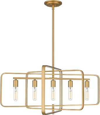 Quoizel Dupree 5-Light Brushed Weathered Brass Linear Chandelier