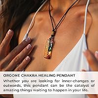 Vista 3 de Orgonite Crystal Handmade Seven Chakra Pendant with Adjustable Cord - Orgone Healing Stone Necklace for Spiritual Balance, Meditation, Yoga, Reiki