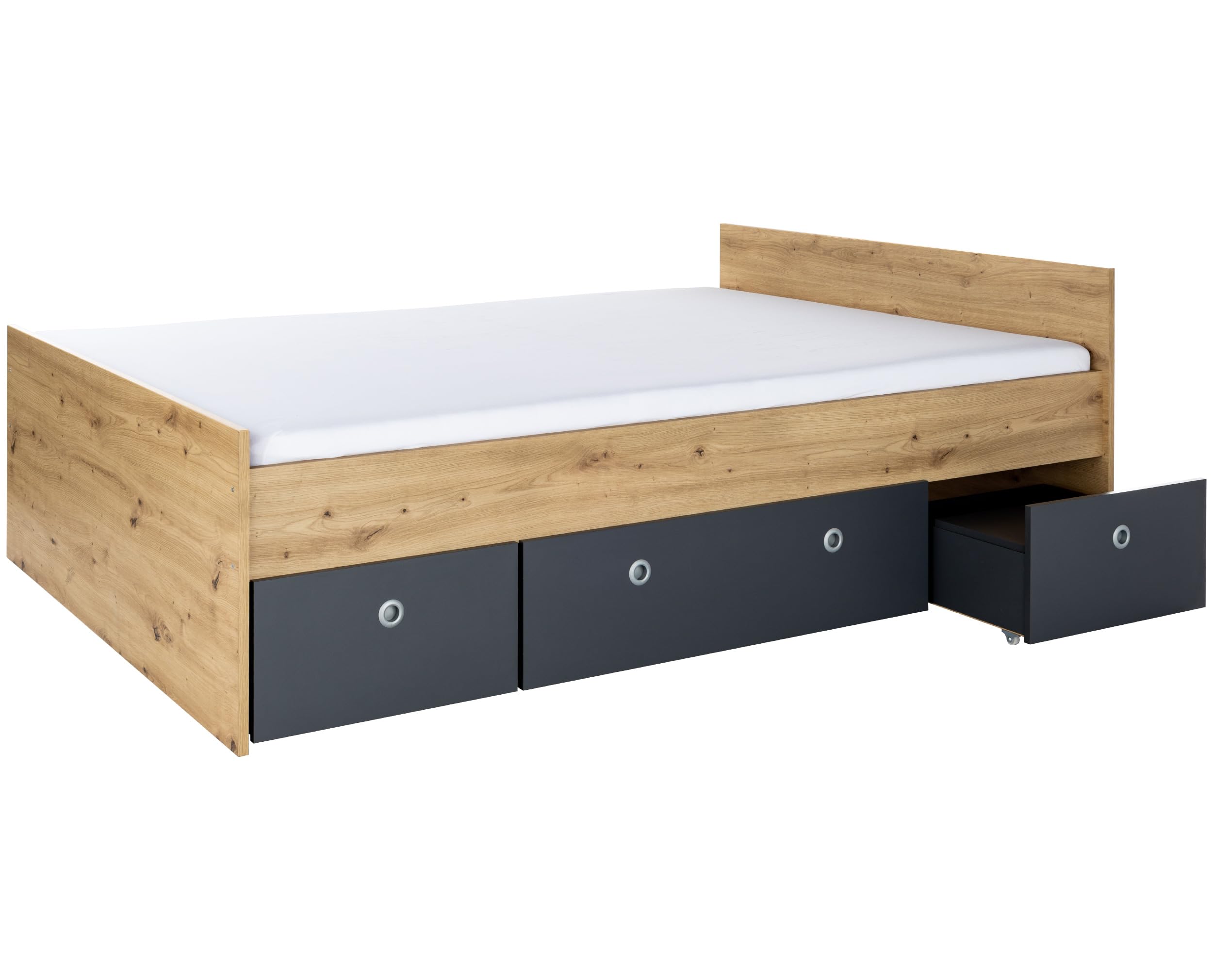 Jugendzimmer Set Alessio 4-TLG. Kleiderschrank Jugendbett 140 x 200 cm Bettschubkästen Schreibtisch