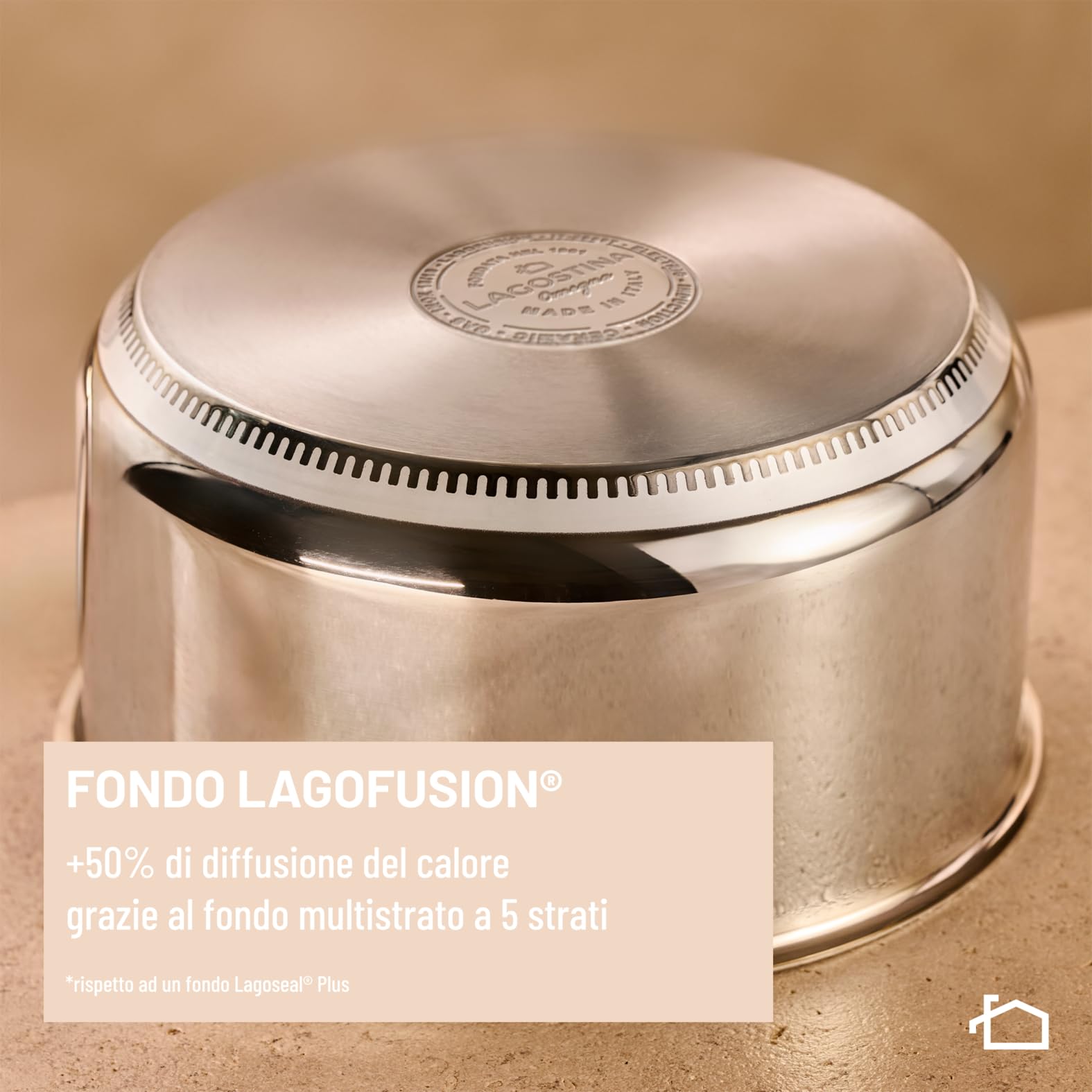 Lagostina Diva, Pentola a Pressione 5 L in Acciaio Inox, Cestello Incluso, con Fondo Lagofusion® e Valvola a 2 Pressioni, Compatibile con Induzione