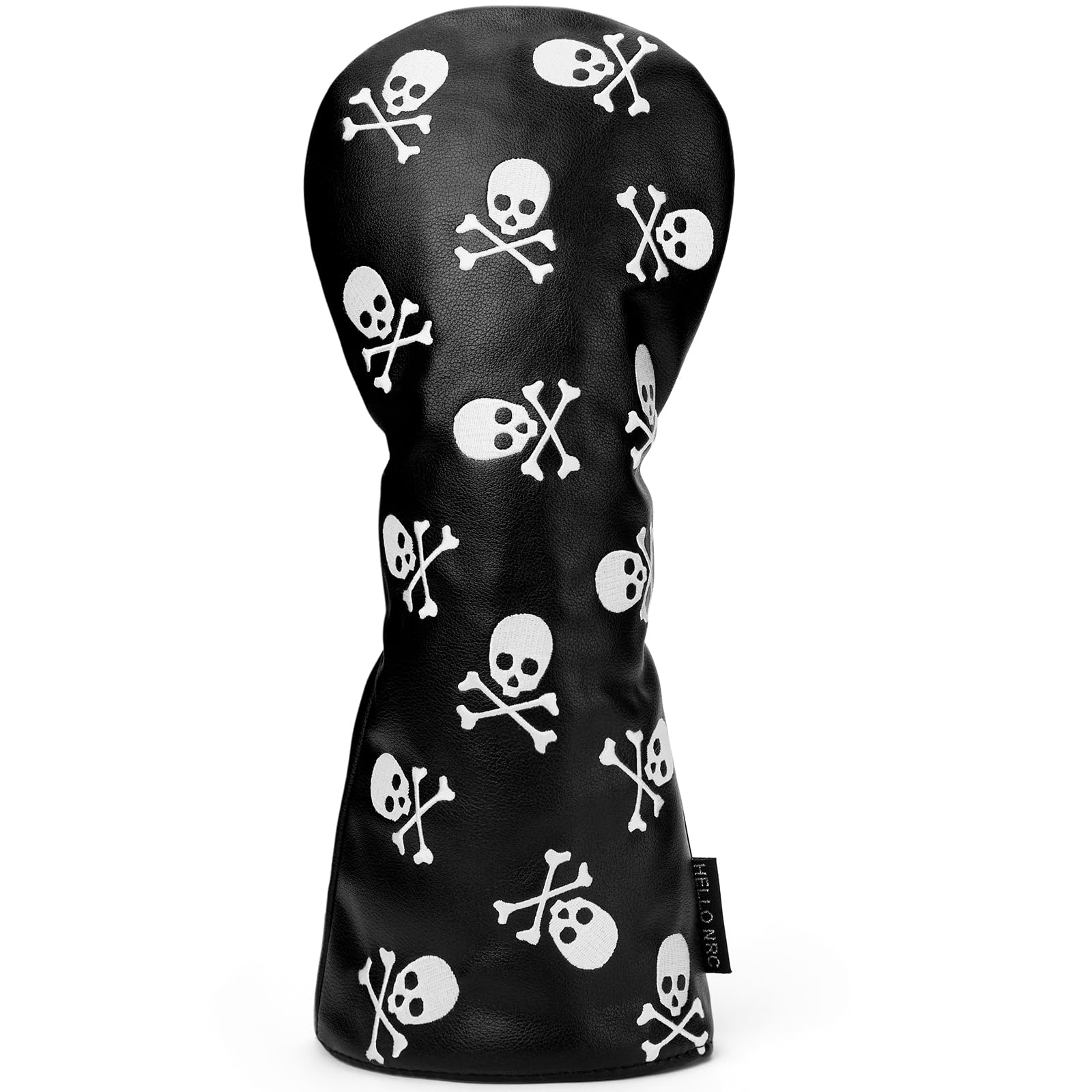 Gbourly Skeleton Golf Club Skull and Crossbones Driver, Fairway Wood and Hybrid Head Cover PU Leather Headcover, White and Black Available