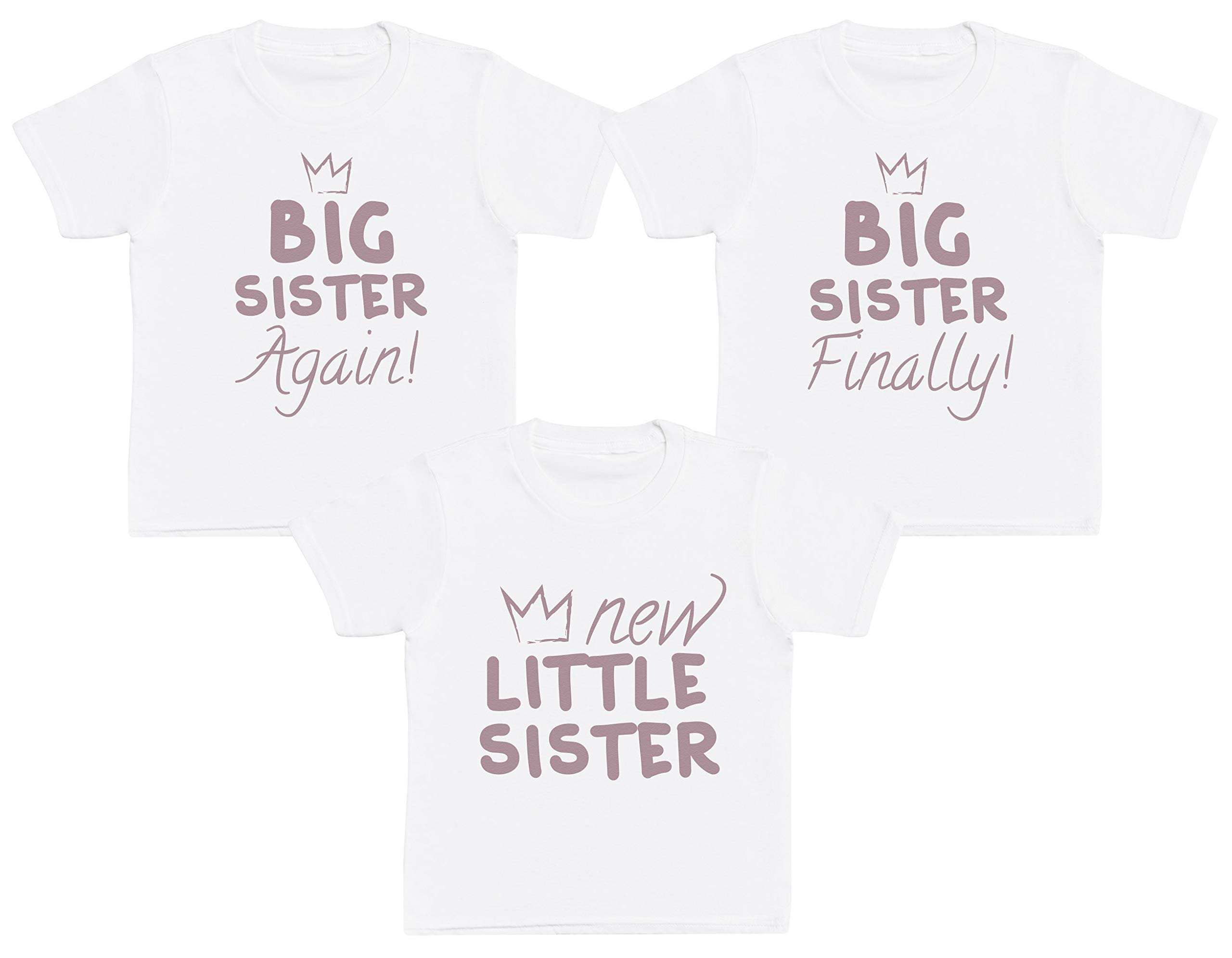 Create Your Set - New Little Sis, Big Sis Again, Big Sis Finally - Matching - Brother Sister Siblings Sets - Cousins - Best Friends - White