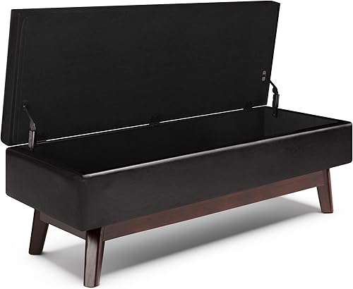 Miniatura 318 de SIMPLIHOME Owen - Bandeja rectangular moderna de mediados de siglo de 34 pulgadas de ancho, otomana pequeña para almacenamiento de mesa auxiliar, en