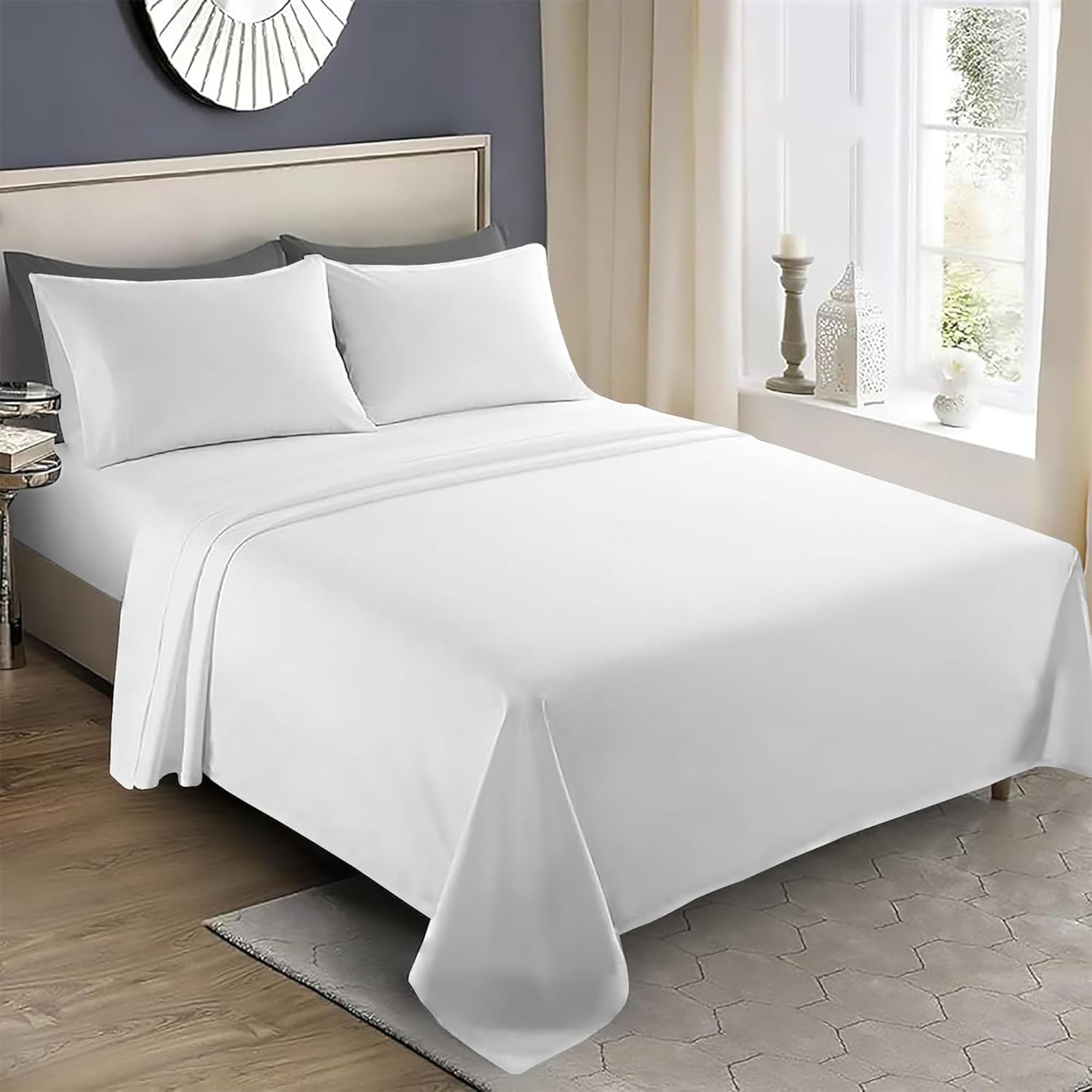 Reliancebedding Small Double Flat Bed Sheet Set 3PCS – Luxury 100% Egyptian Cotton 400TC