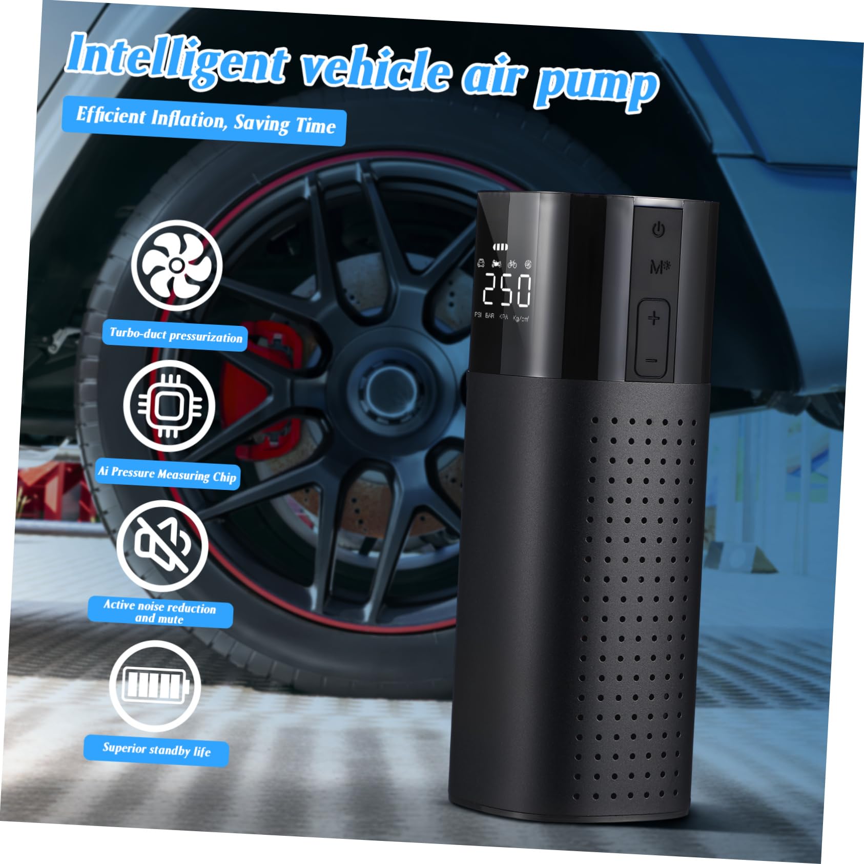 Cabilock Compresor Material de Aleación de Aluminio y Abs de Aire Portátil con Apagado Automático Inflador Eléctrico de Tamaño Reducido para Neumáticos de Coche y Moto