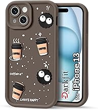 DARKFIT Back Case Cover Compatible for iPhone 13 | Cute Fun Cartoon 3D Ball Coffee Silicone Case | Camera & Body Protection | Shock Proof | for iPhone 13 | Color Brown | Pack of 1