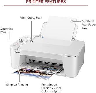 Canon PIXMA TS3720 Wireless All-in-One Printer for Basic Home Printing, White