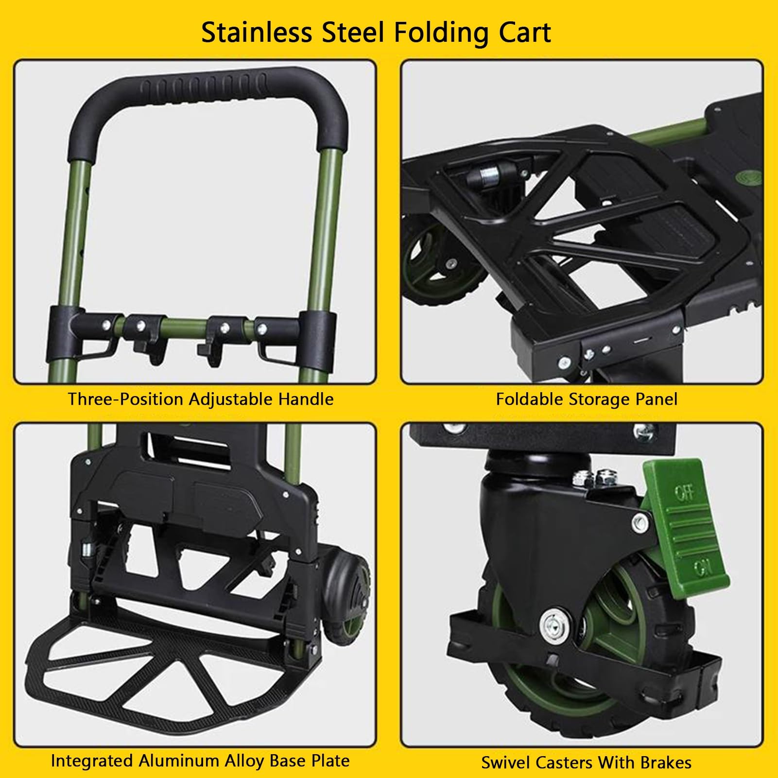 Pflanzen-Caddy mit Rädern, 3-in-1-Klappkarre, tragbarer Wagen aus Stahl mit Teleskopgriff und elastischem Kabel, Tragfähigkeit 150 kg(Color2)