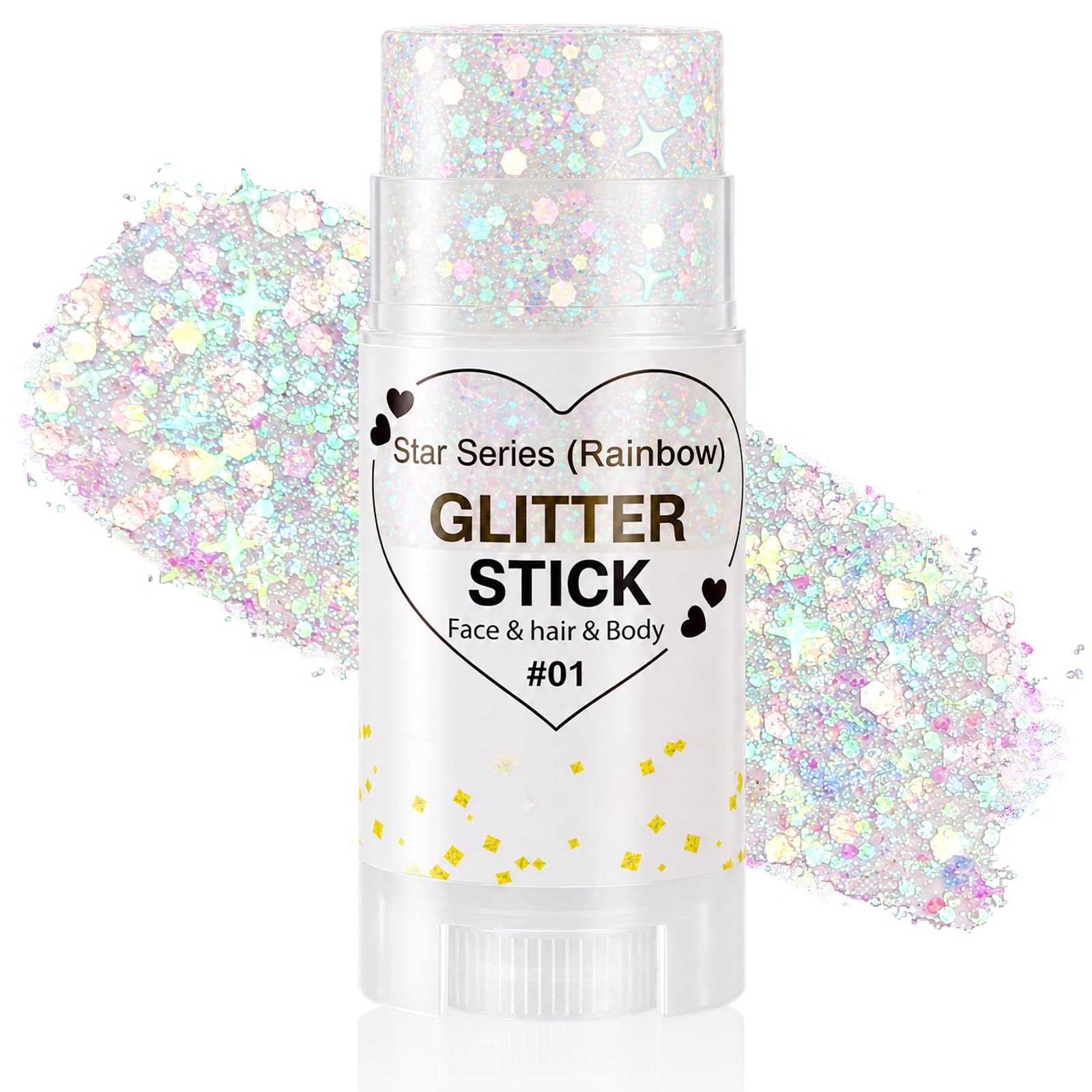 Mysense Rainbow Glitter Stick,Face Hair Body Glitter for Halloween Cosplay Mermaid Costume,Sparkling Chunky Glitter Makeup,Singer Concert Festival Rave Outfit Accessories for Women and Kids